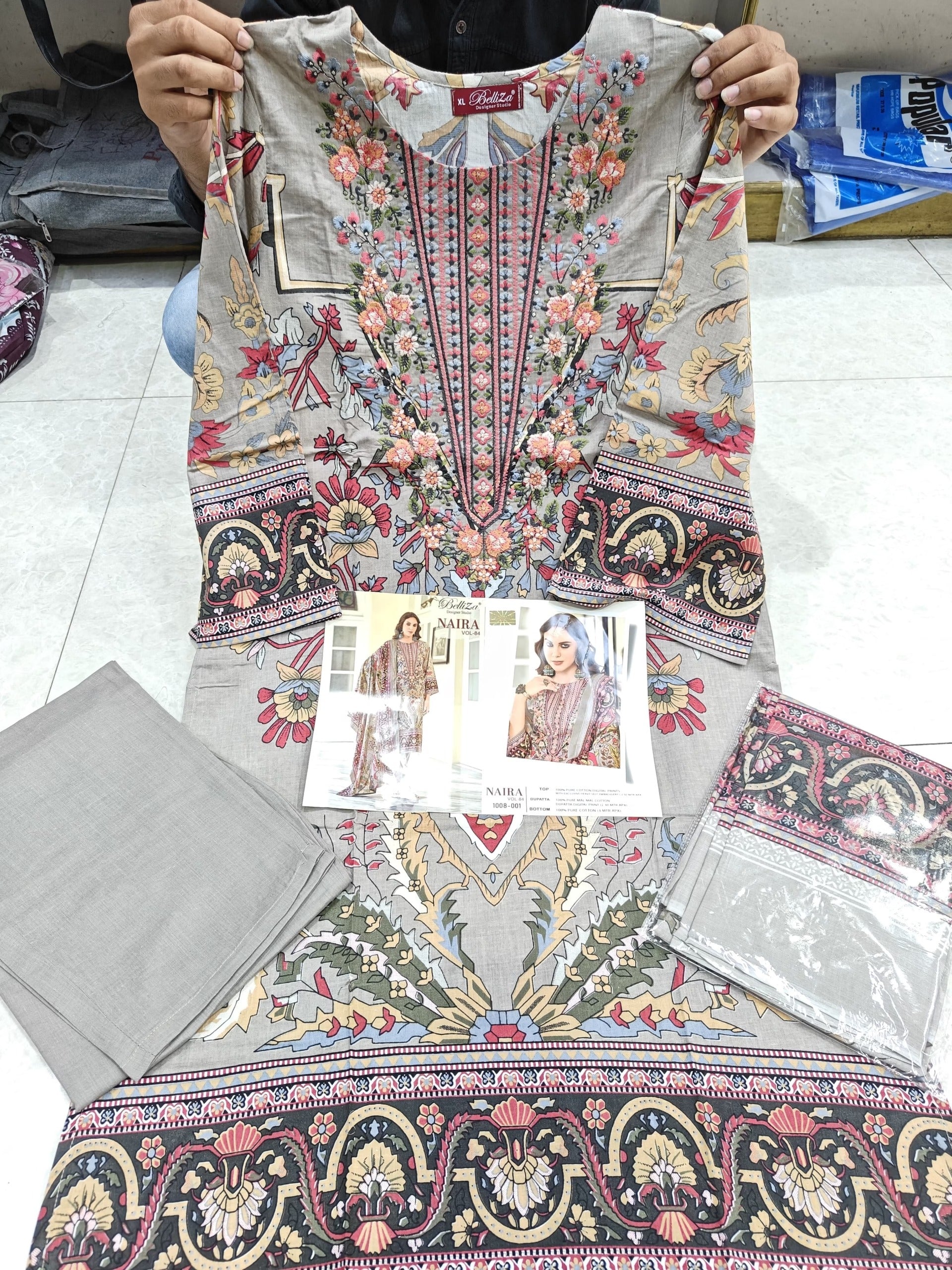 Belliza Naira Readymade Designer Suit - Heavy Lawn Stitched Salwar Kameez with Embroidery