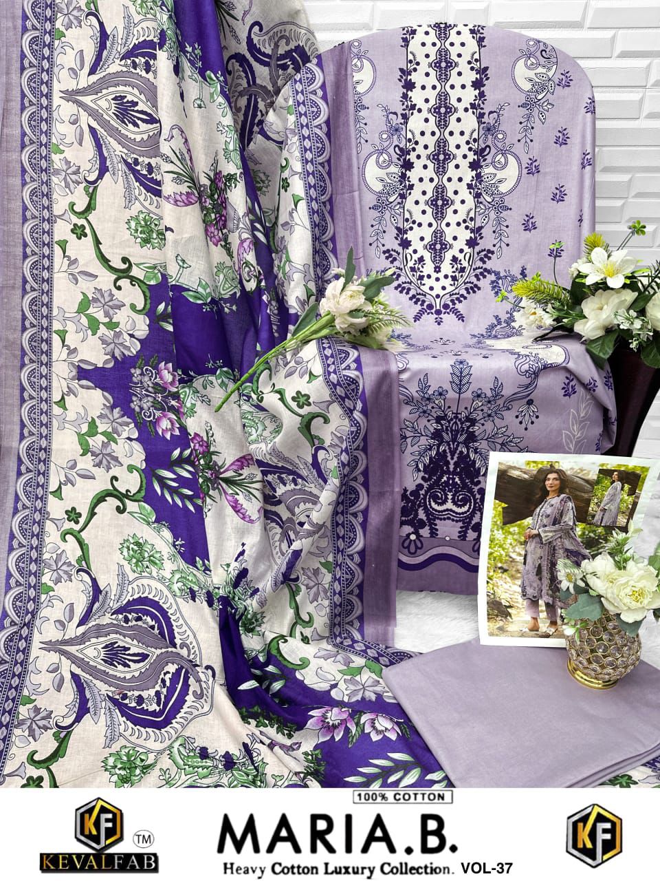 Heavy Lawn Dress Material with Cotton Dupatta