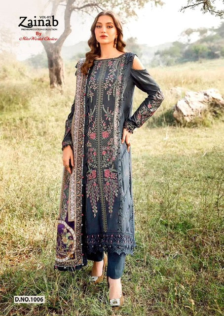 Zainab Readymade Pakistani Lawn Suit - Elegant Design, High Quality