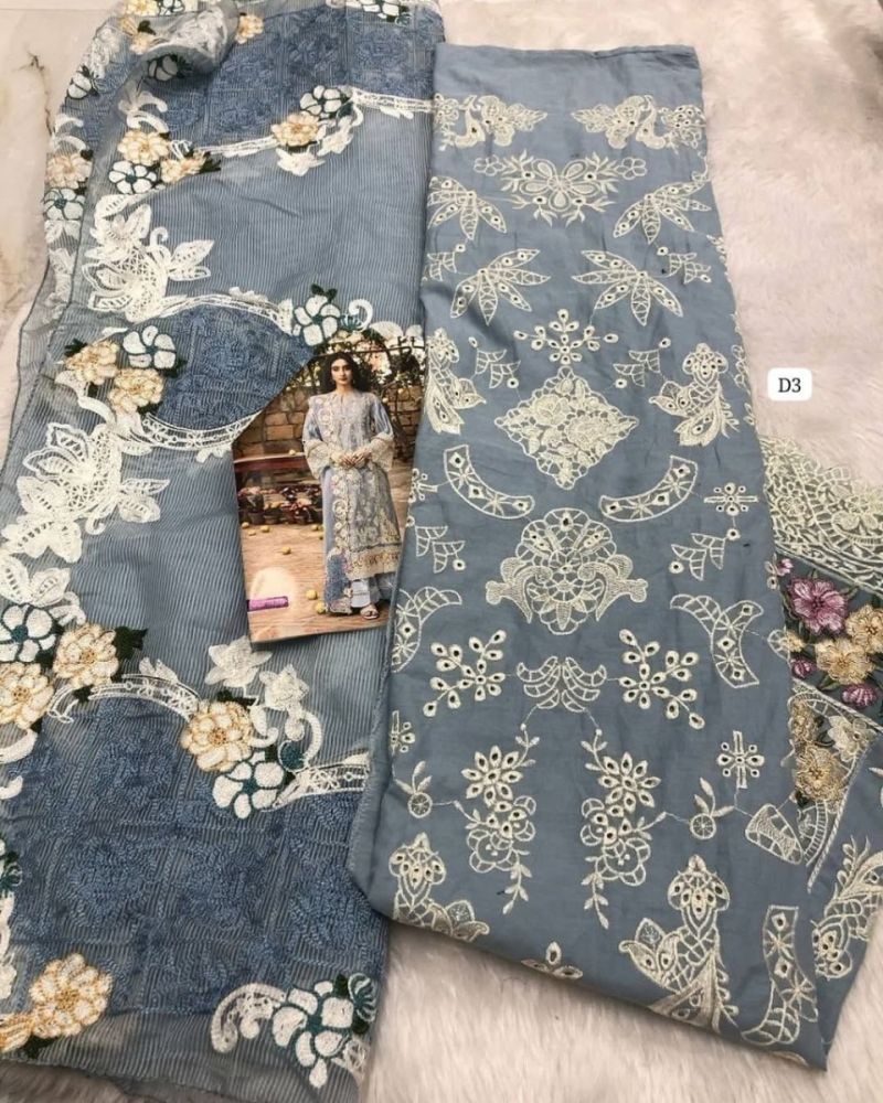 Premium Heavy Embroidered Dupatta Suit Collection - Pure Cotton Top, Semi Lawn Bottom, Kota Doriya Dupatta