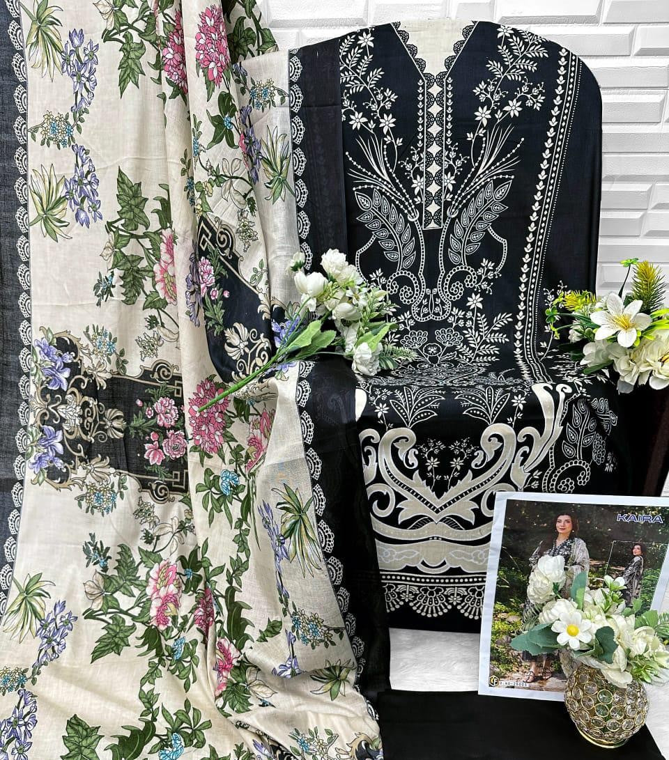 Exclusive Heavy Lawn Semi-Stitched Suit with Cotton Dupatta