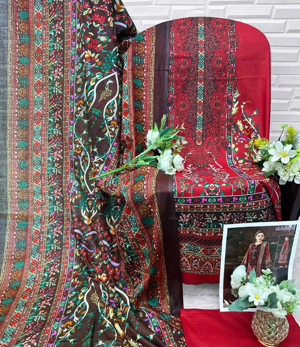 Exclusive Heavy Lawn Semi-Stitched Suit with Cotton Dupatta