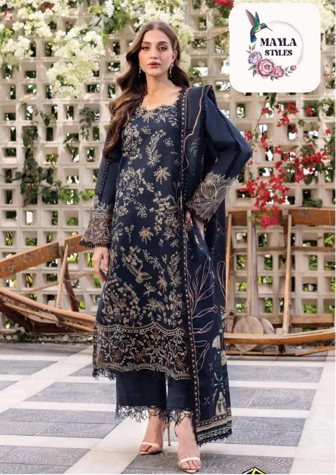 Exclusive Heavy Lawn Semi-Stitched Suit with Cotton Dupatta