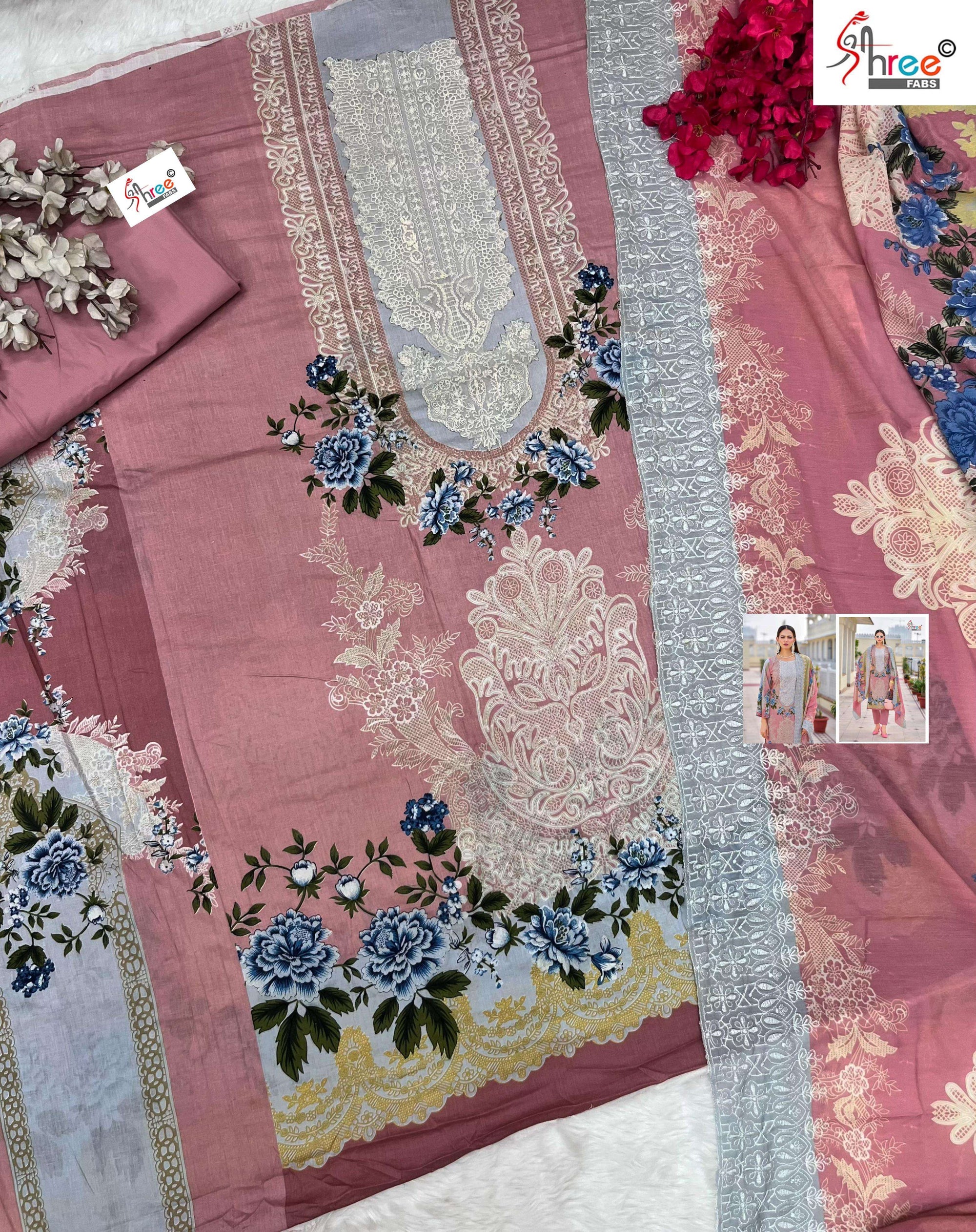 Elegant Pure Cotton Printed Suit with Embroidered Dupatta