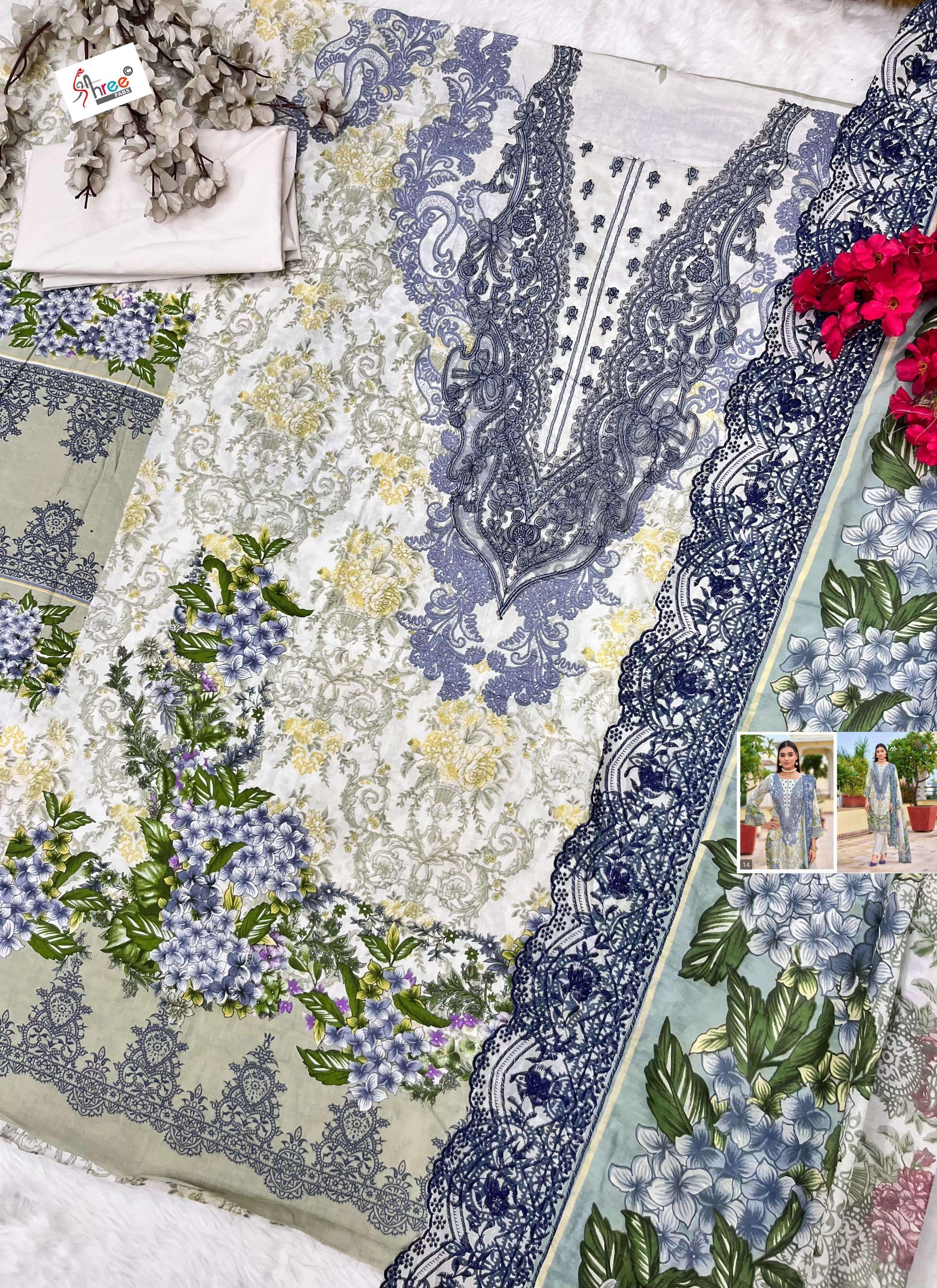 Elegant Pure Cotton Printed Suit with Embroidered Dupatta