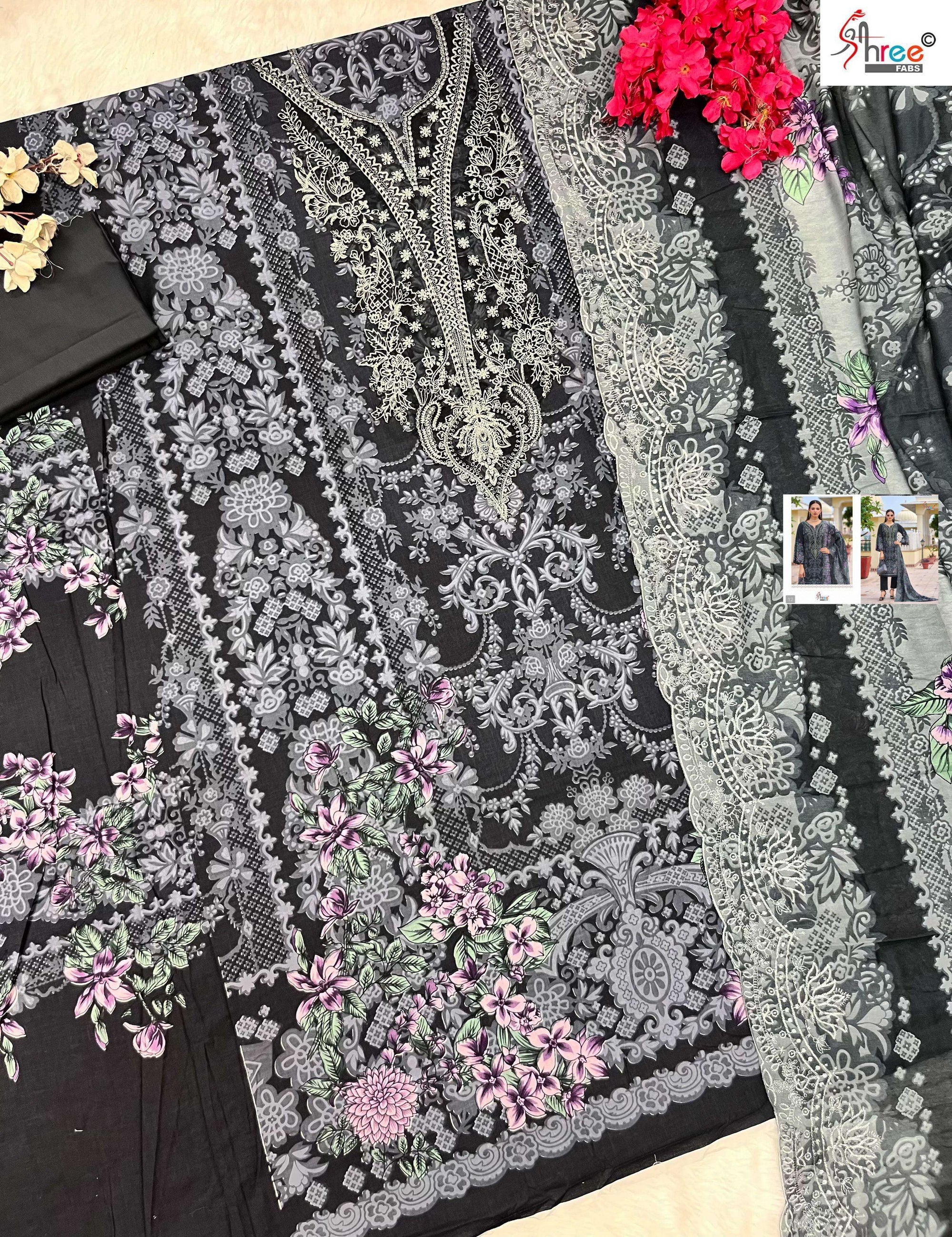 Elegant Pure Cotton Printed Suit with Embroidered Dupatta