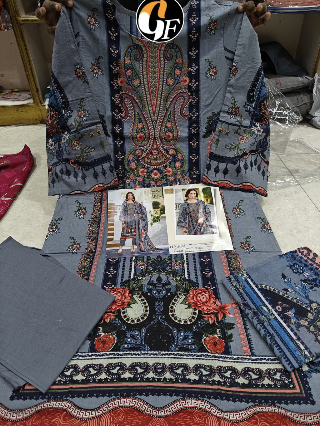 Pakistani Lawn Readymade Suit | Pure Cotton Lawn with Heavy Neck Embroidery