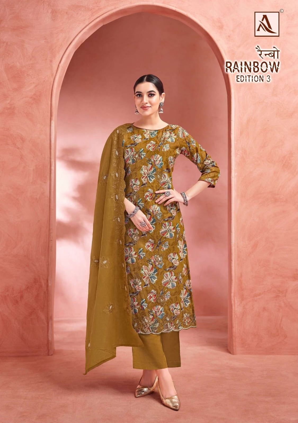 Designer Cotton Suit - Pure Cambric Cotton with Swarovski Diamond Work & Mal Mal Dupatta