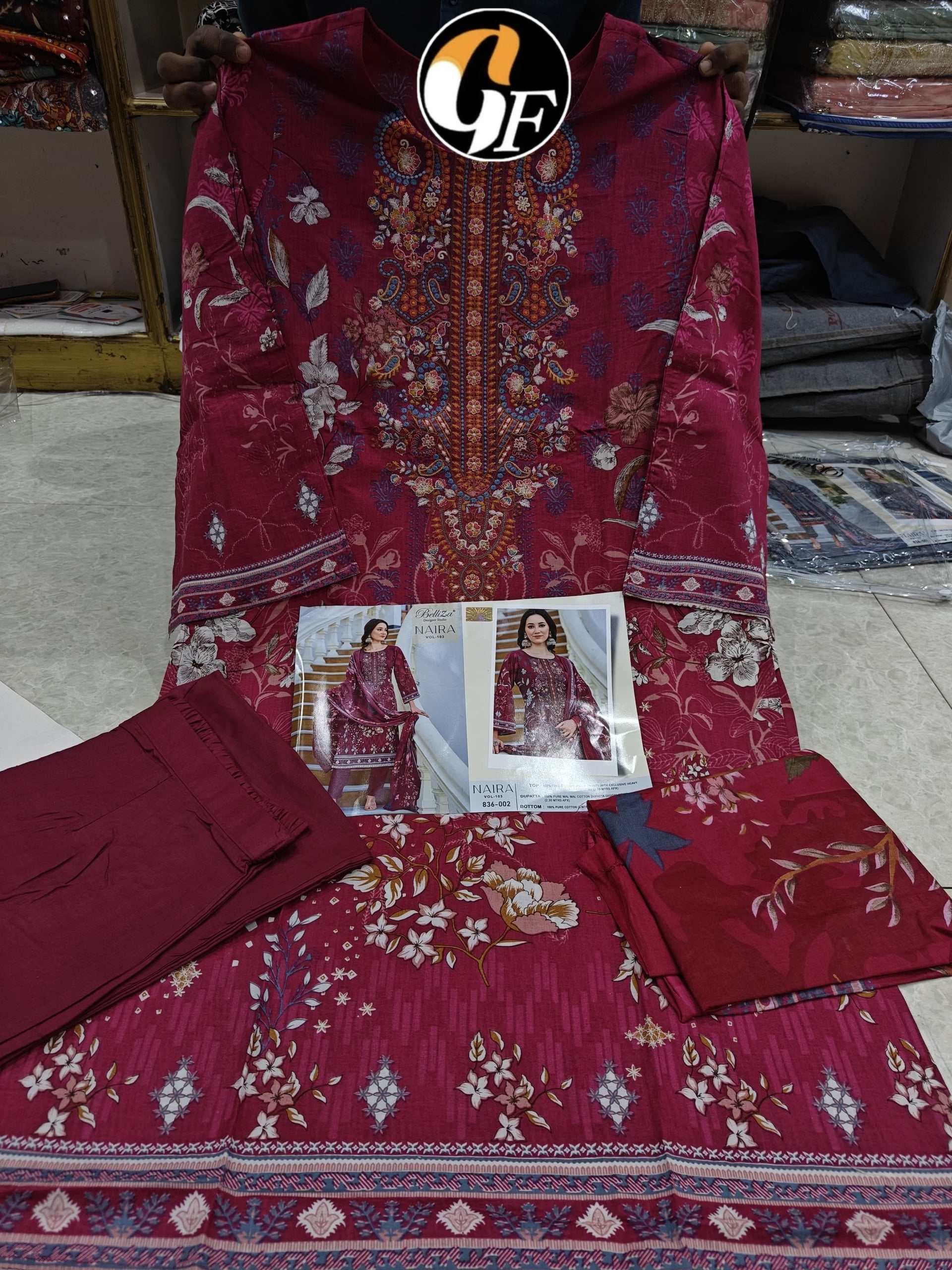 Readymade Pakistani Lawn Suit | Cotton Embroidered Top with Dupatta