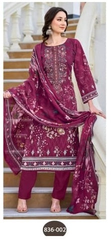 Readymade Pakistani Lawn Suit | Cotton Embroidered Top with Dupatta