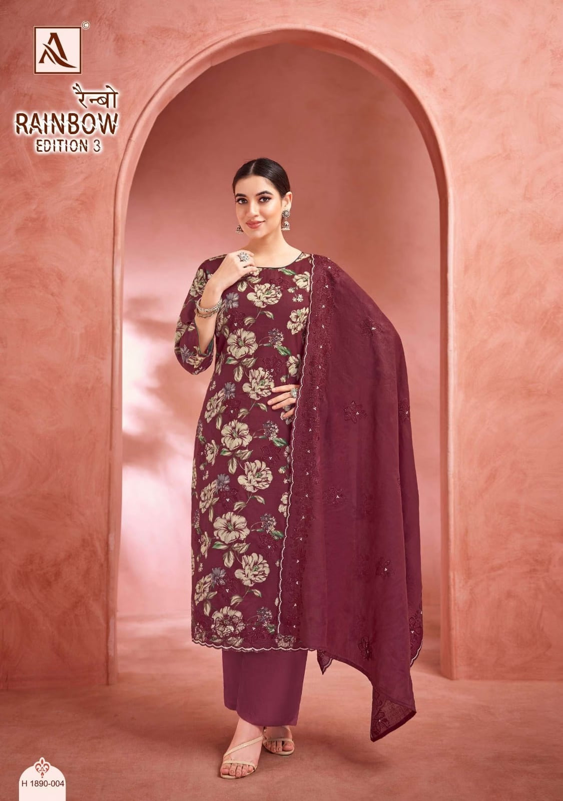 Designer Cotton Suit - Pure Cambric Cotton with Swarovski Diamond Work & Mal Mal Dupatta