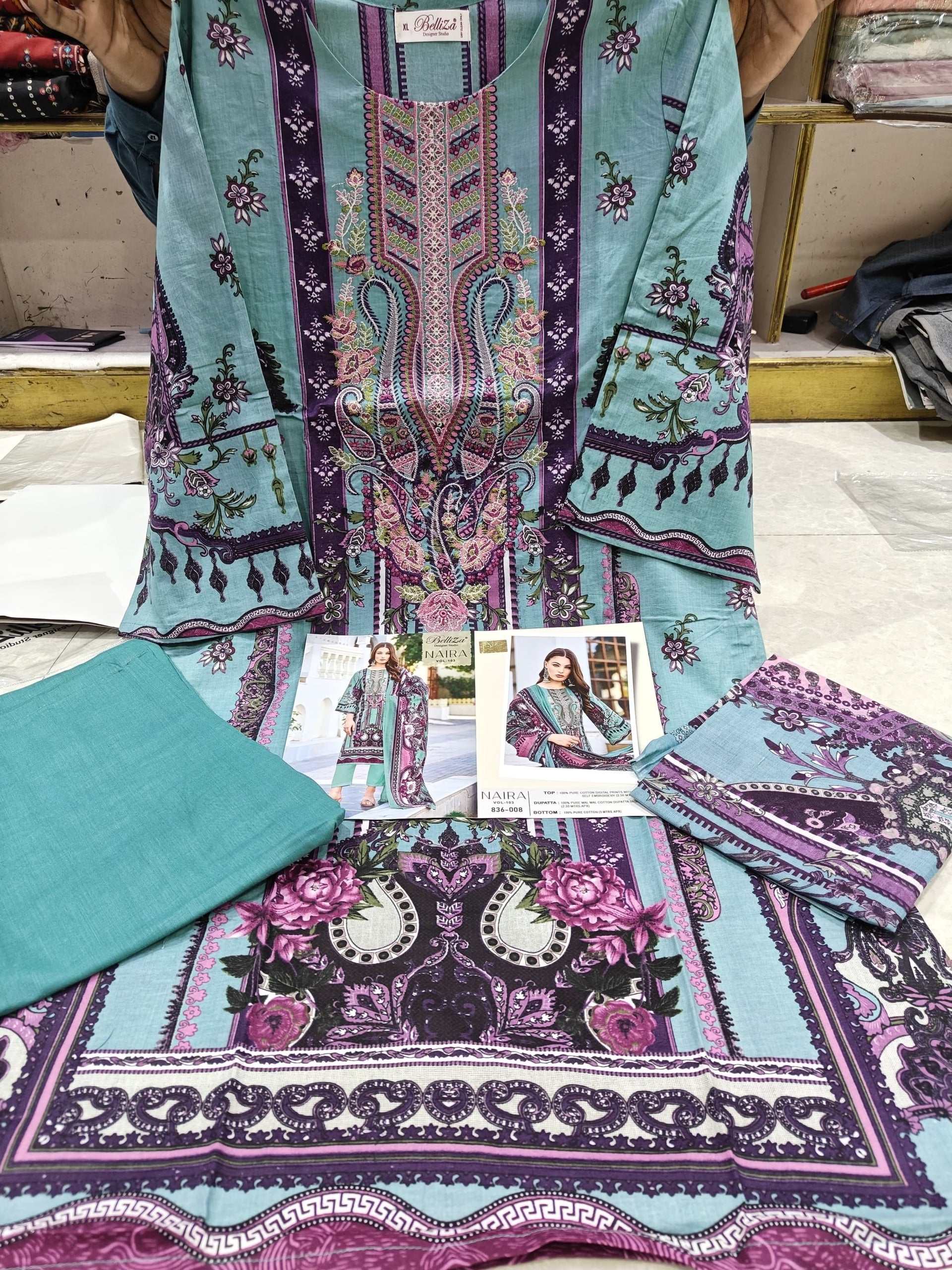 Pakistani Lawn Suit Ready-to-Wear | Embroidered Cotton Dress