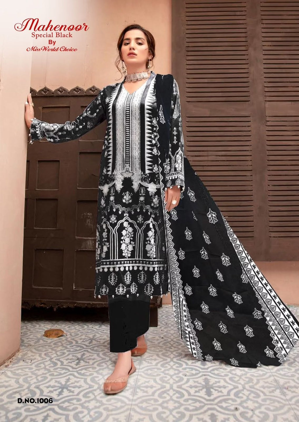 Miss World Black & White Pakistani Lawn Readymade Suit | Pure Cotton Lawn with Dupatta