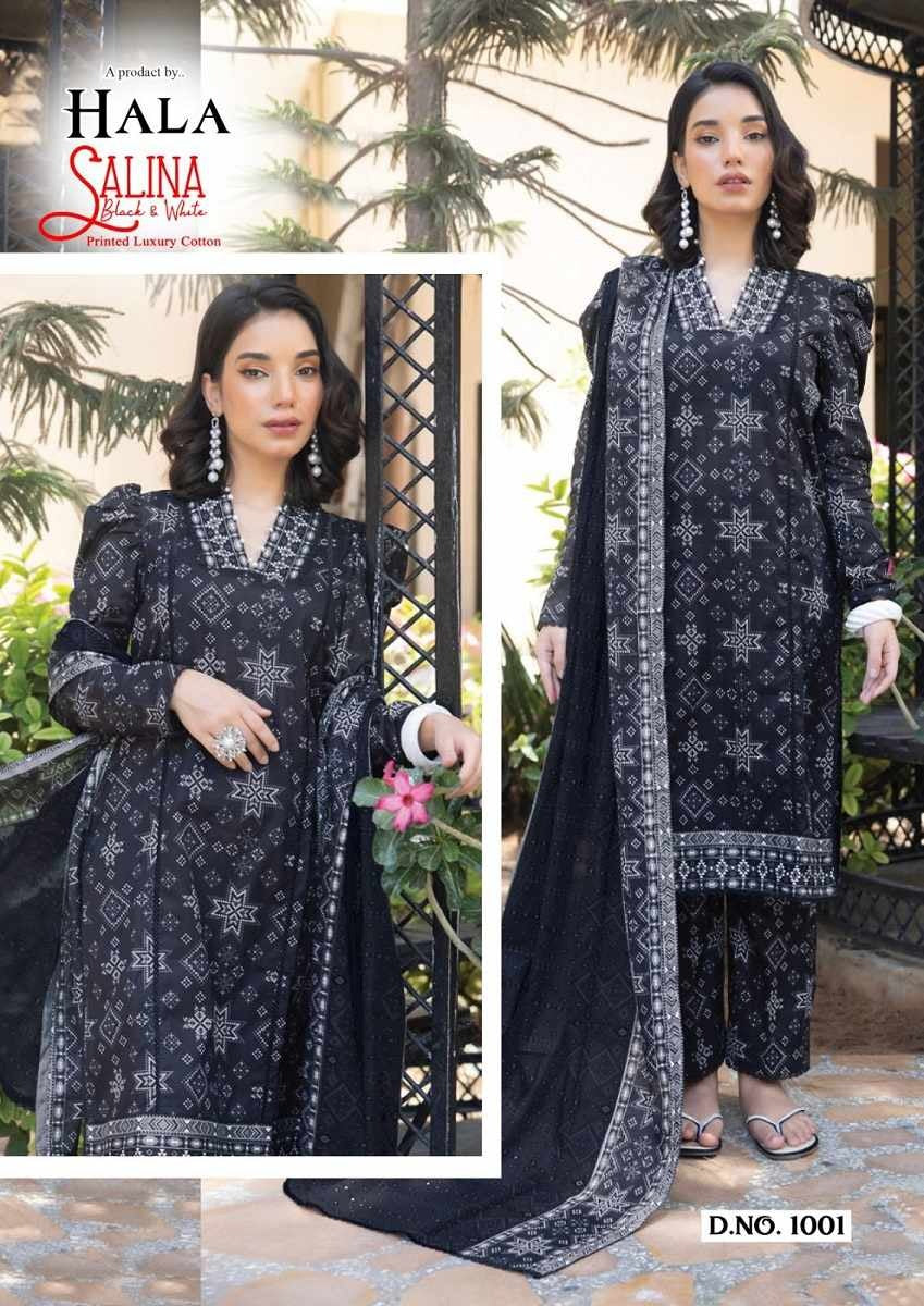 Hala Salina Black & White Collection | Premium Cotton Readymade Suit for Women
