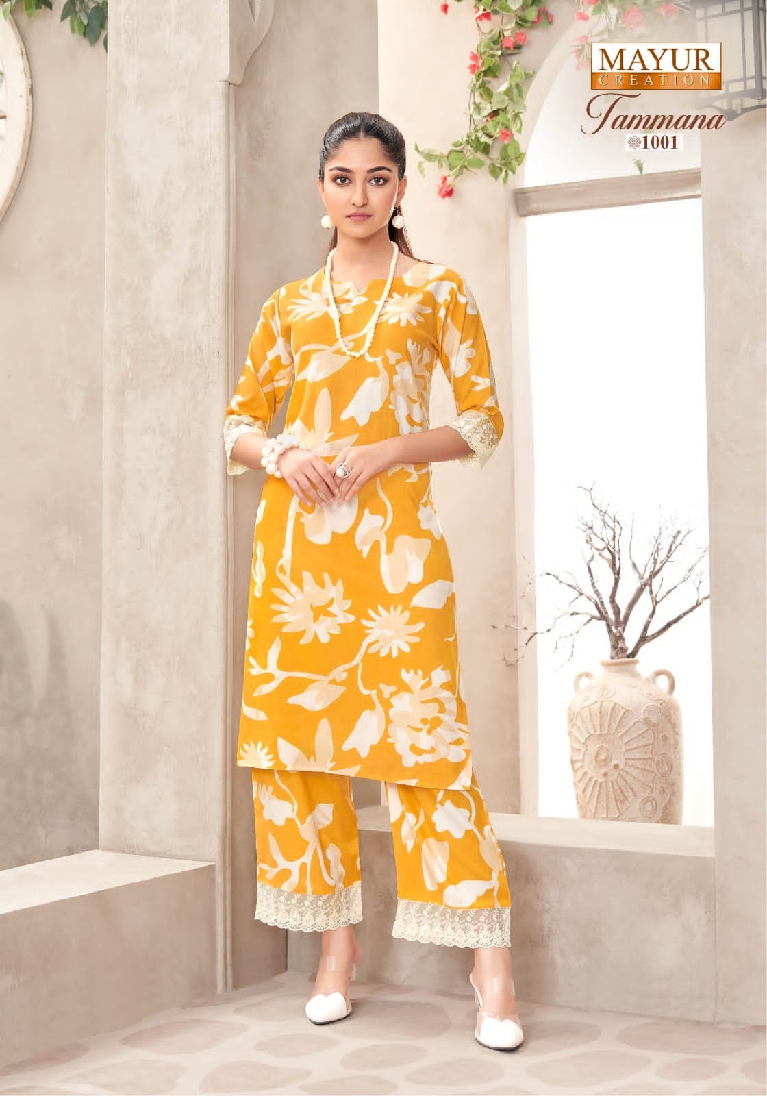 Mayur Tammana - Women’s Casual Wear Rayon Printed Co-ord Sets with Embroidery Lace & Side Pocket