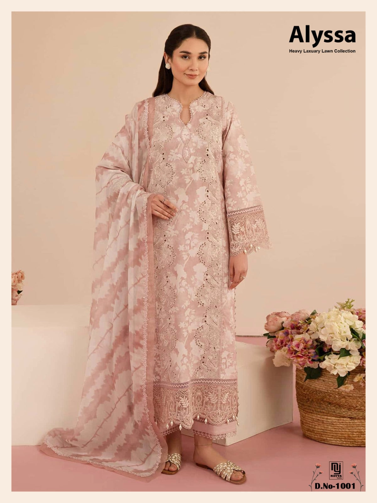 Navya Alyssa Pure Lawn Cotton Karachi Printed Dress Material - 3-Piece Unstitched Salwar Suit