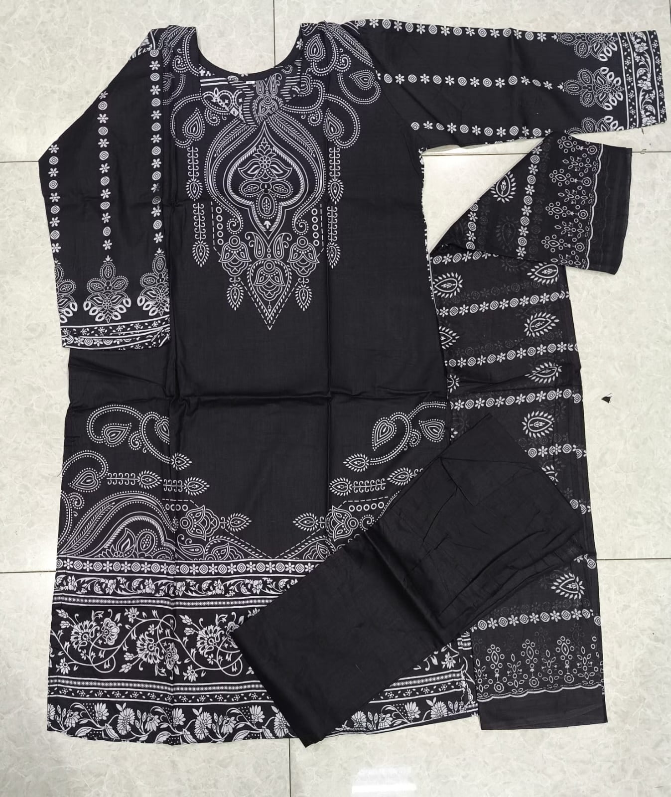 Miss World Black & White Pakistani Lawn Readymade Suit | Pure Cotton Lawn with Dupatta
