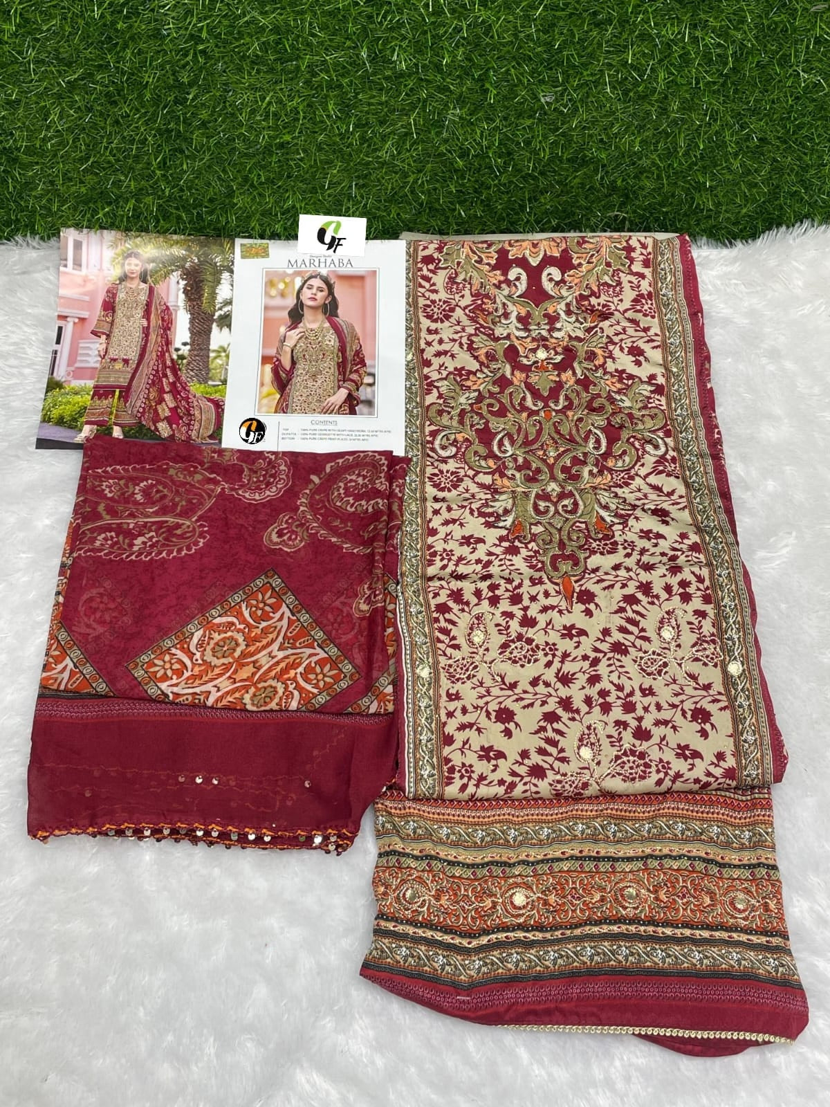 Rajwadi by GF Pakistani Plazo Suit - Pure Crepe with Heavy Handwork & Swarovski Work