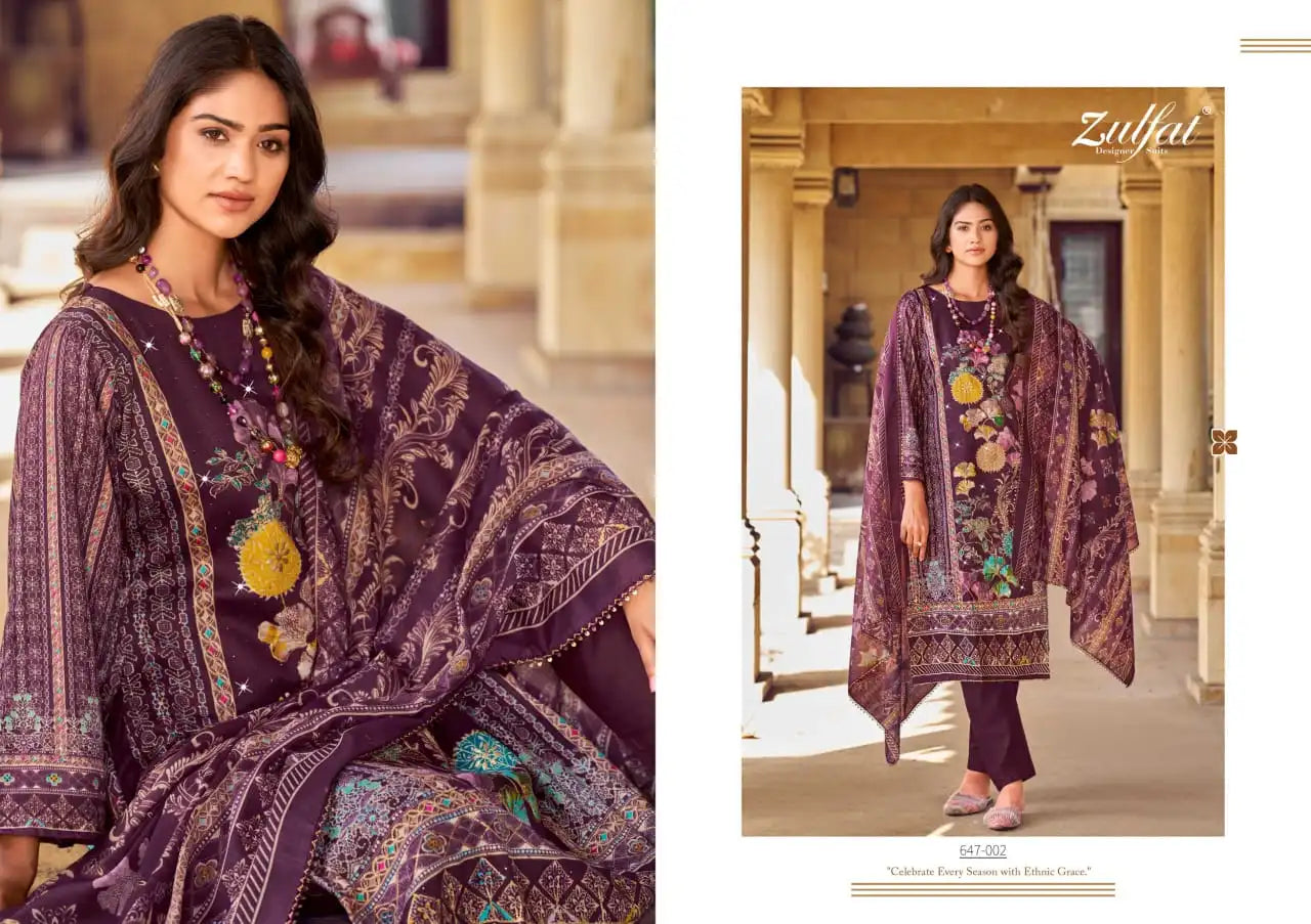 Pure Mal Mal Cotton Dupatta - Jam Cotton Suit with Heavy Mirror & Aari Handwork