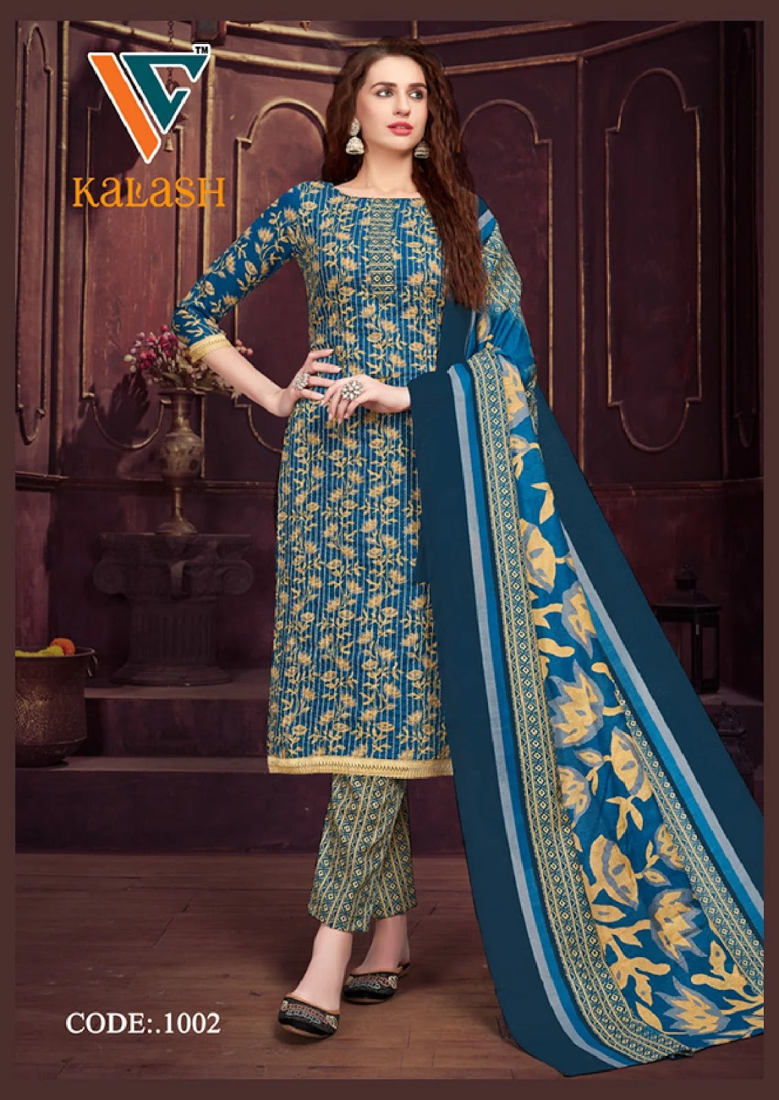 Vandana Creation - Pure Cotton Thread Work Pant Style Readymade Suits with Lace