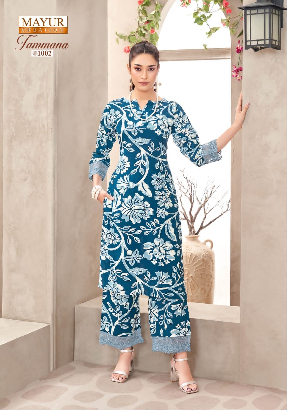 Mayur Tammana - Women’s Casual Wear Rayon Printed Co-ord Sets with Embroidery Lace & Side Pocket