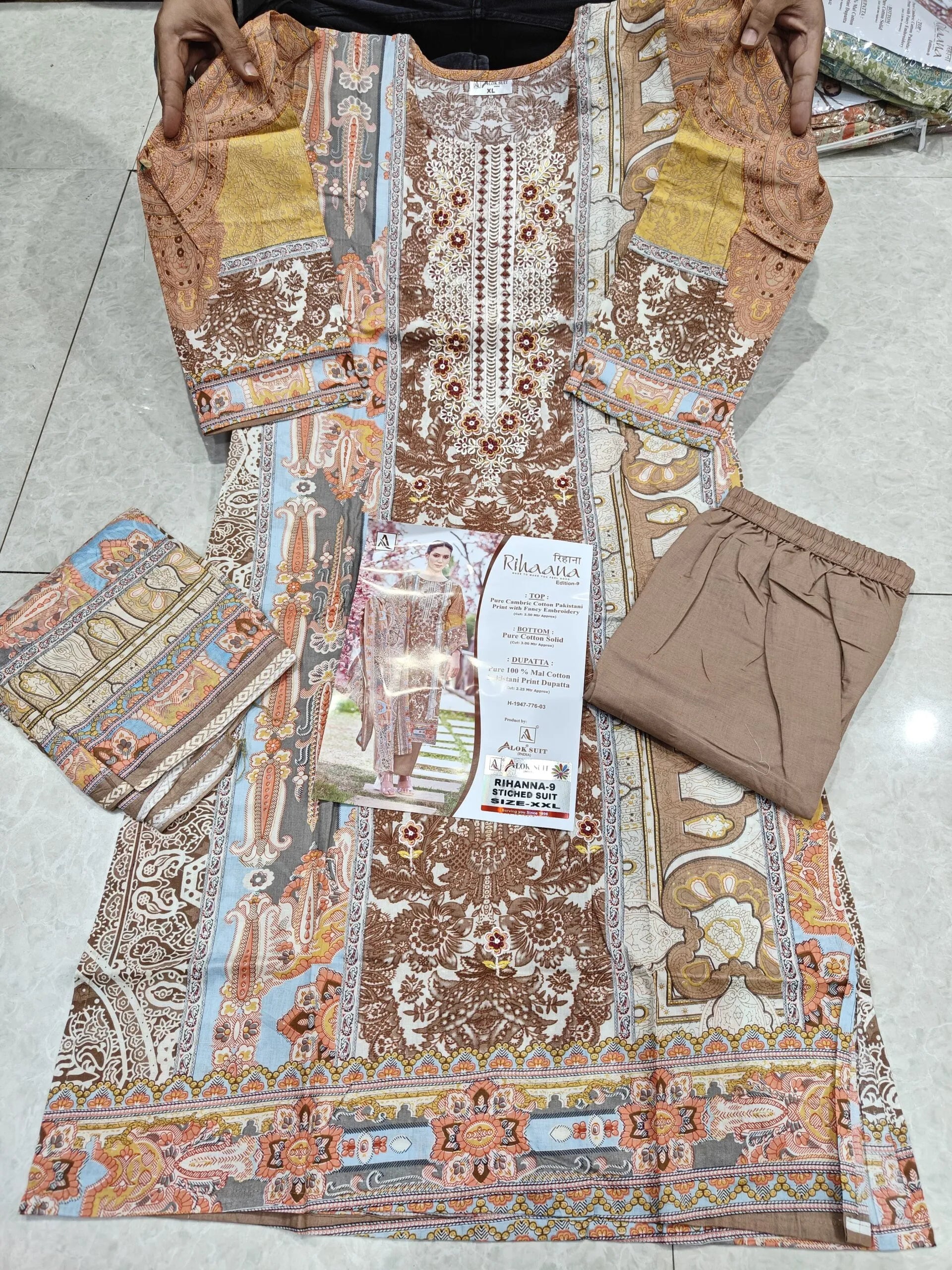 Designer Suit Readymade | Pure Cambric Cotton with Embroidery