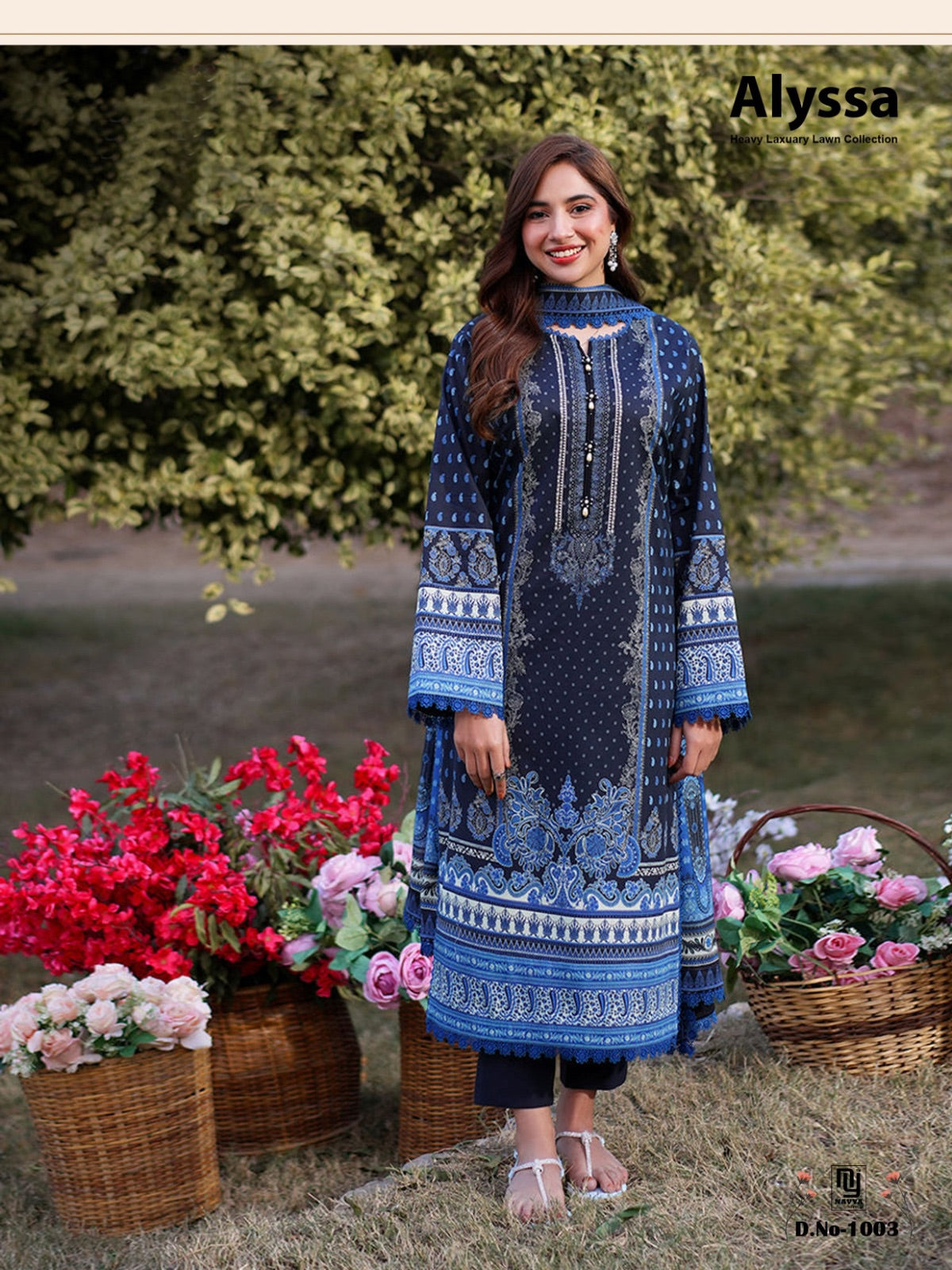 Navya Alyssa Pure Lawn Cotton Karachi Printed Dress Material - 3-Piece Unstitched Salwar Suit