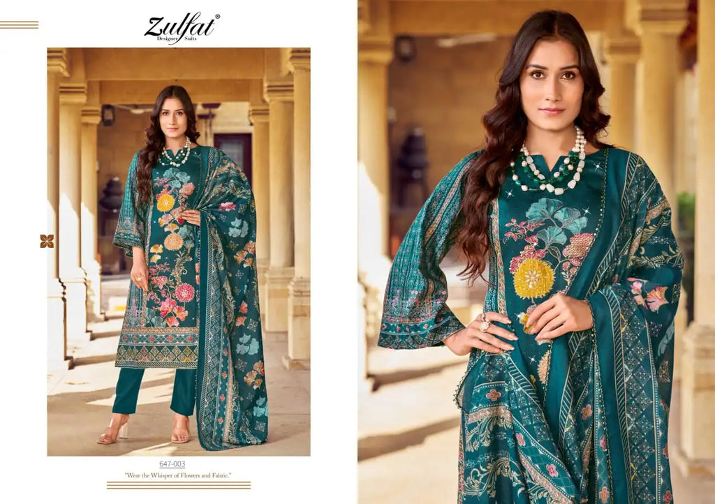 Pure Mal Mal Cotton Dupatta - Jam Cotton Suit with Heavy Mirror & Aari Handwork