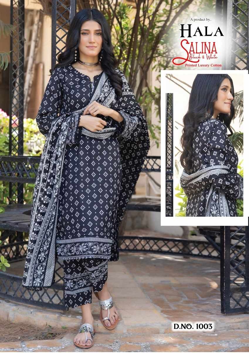 Hala Salina Black & White Collection | Premium Cotton Readymade Suit for Women