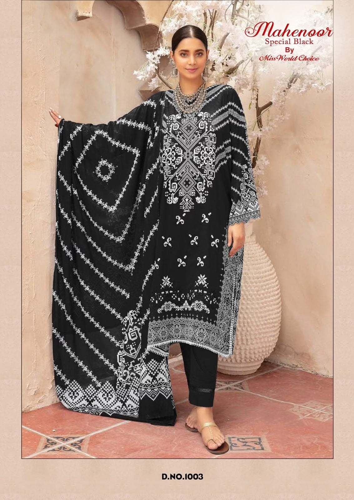 Miss World Black & White Pakistani Lawn Readymade Suit | Pure Cotton Lawn with Dupatta