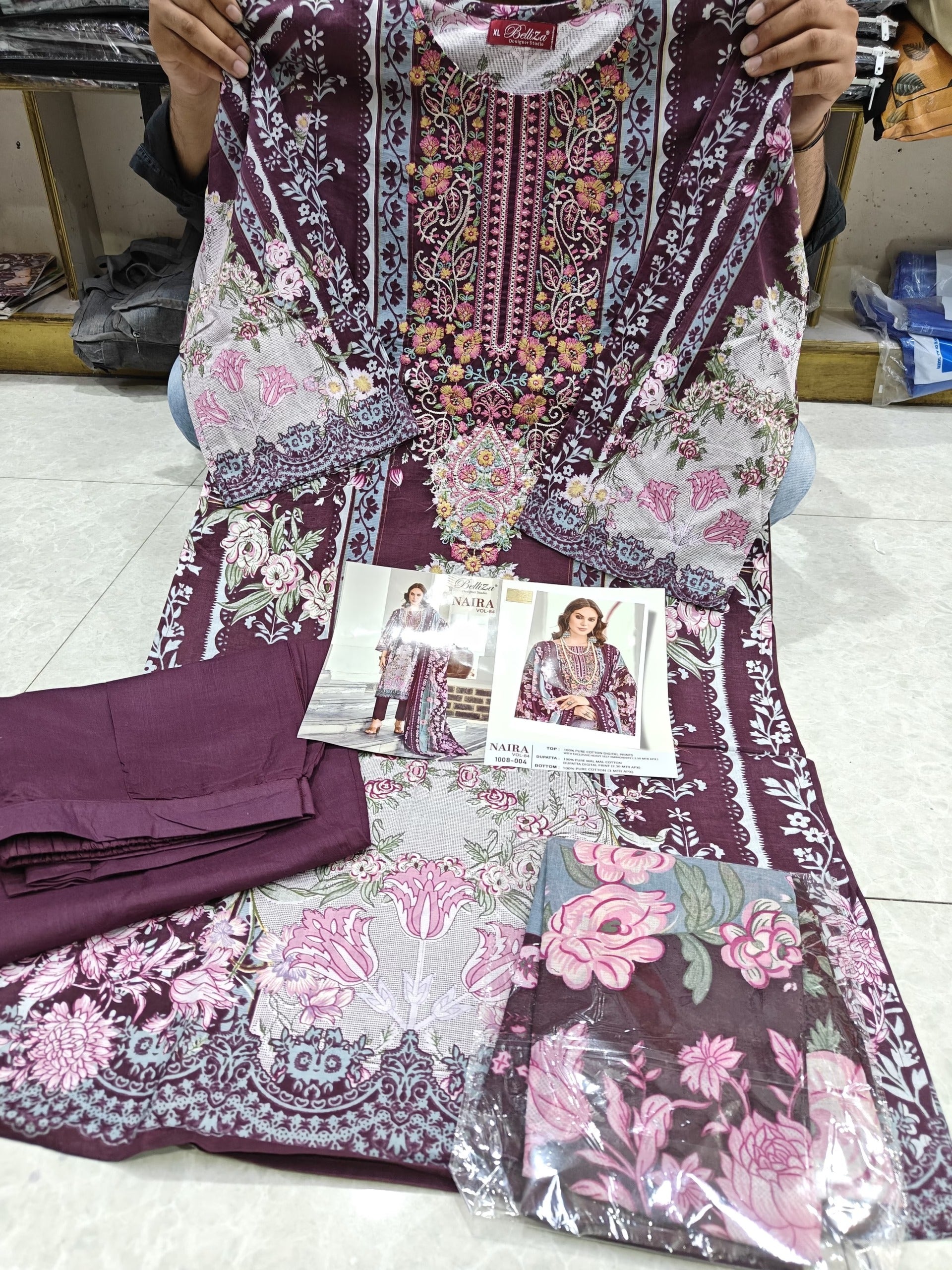 Belliza Naira Readymade Designer Suit - Heavy Lawn Stitched Salwar Kameez with Embroidery
