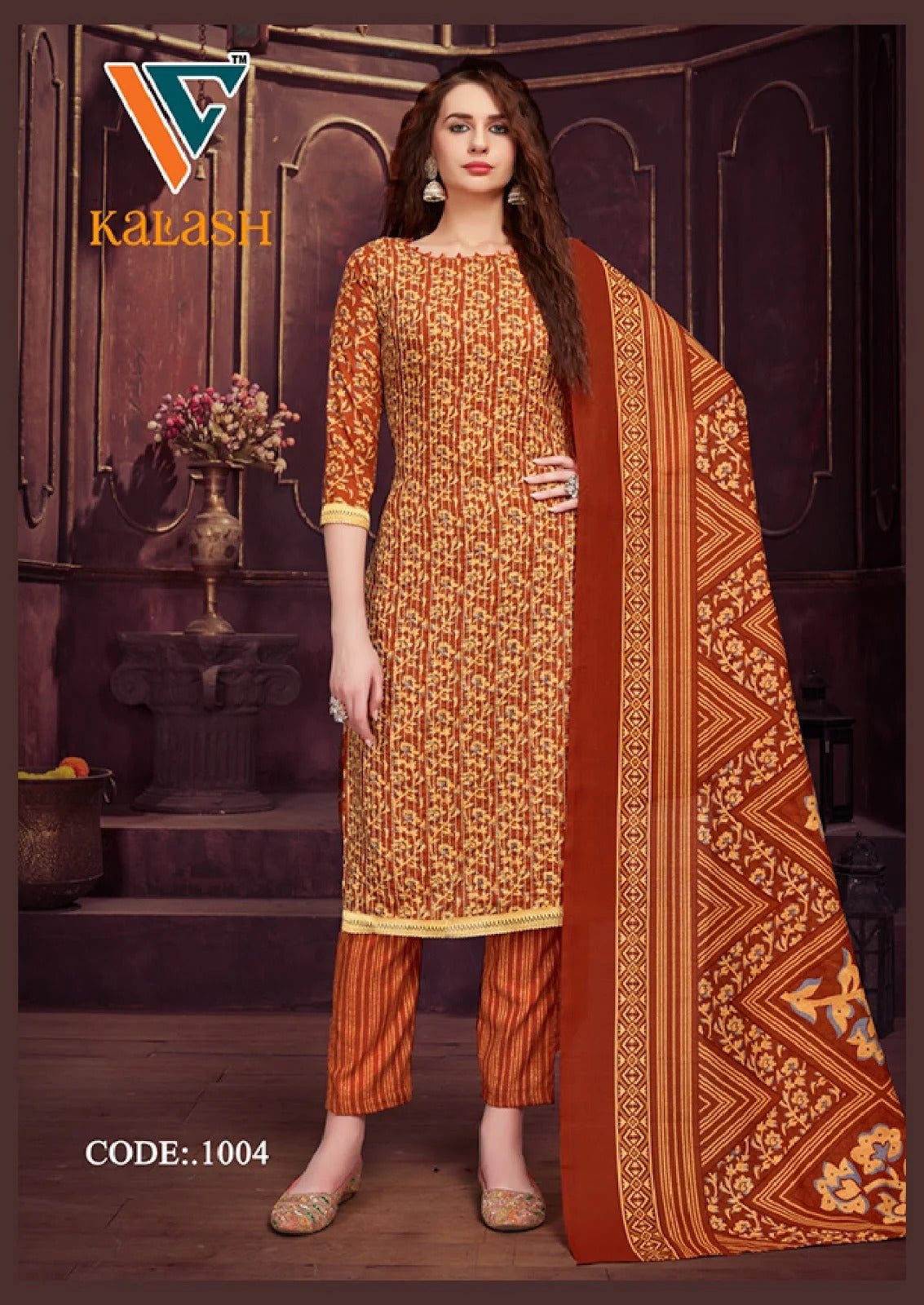 Vandana Creation - Pure Cotton Thread Work Pant Style Readymade Suits with Lace