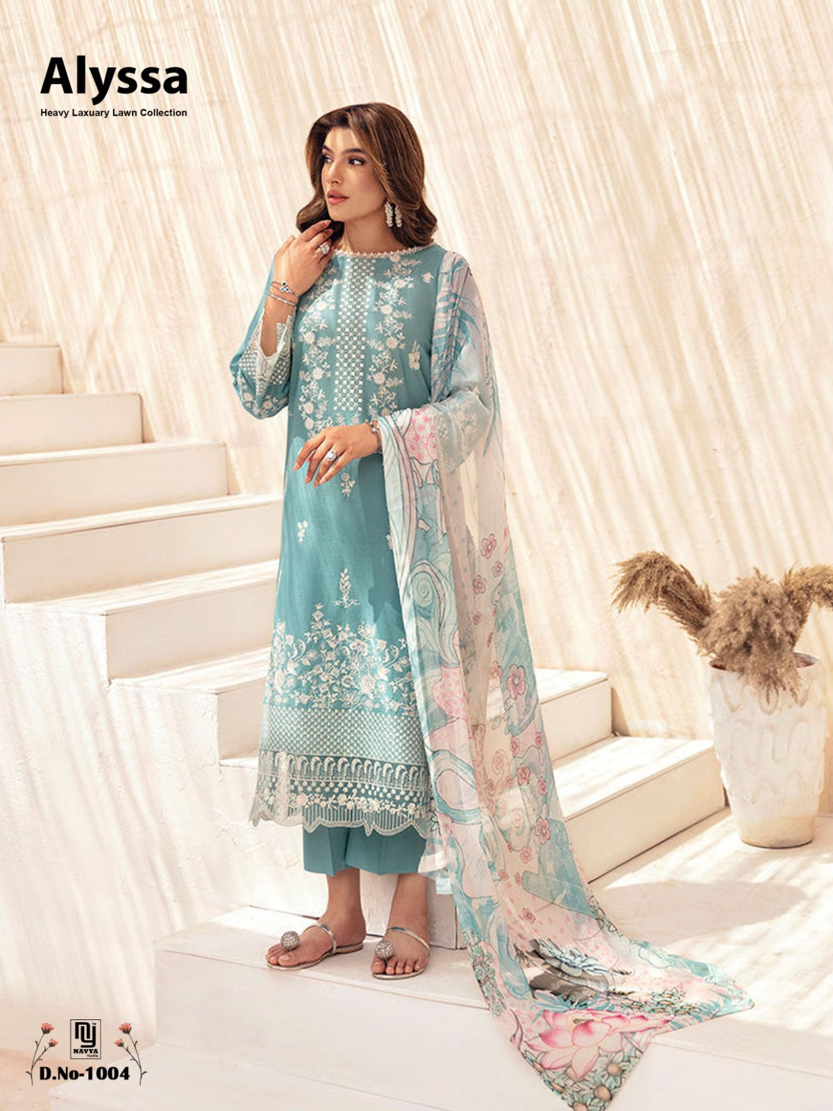 Navya Alyssa Pure Lawn Cotton Karachi Printed Dress Material - 3-Piece Unstitched Salwar Suit