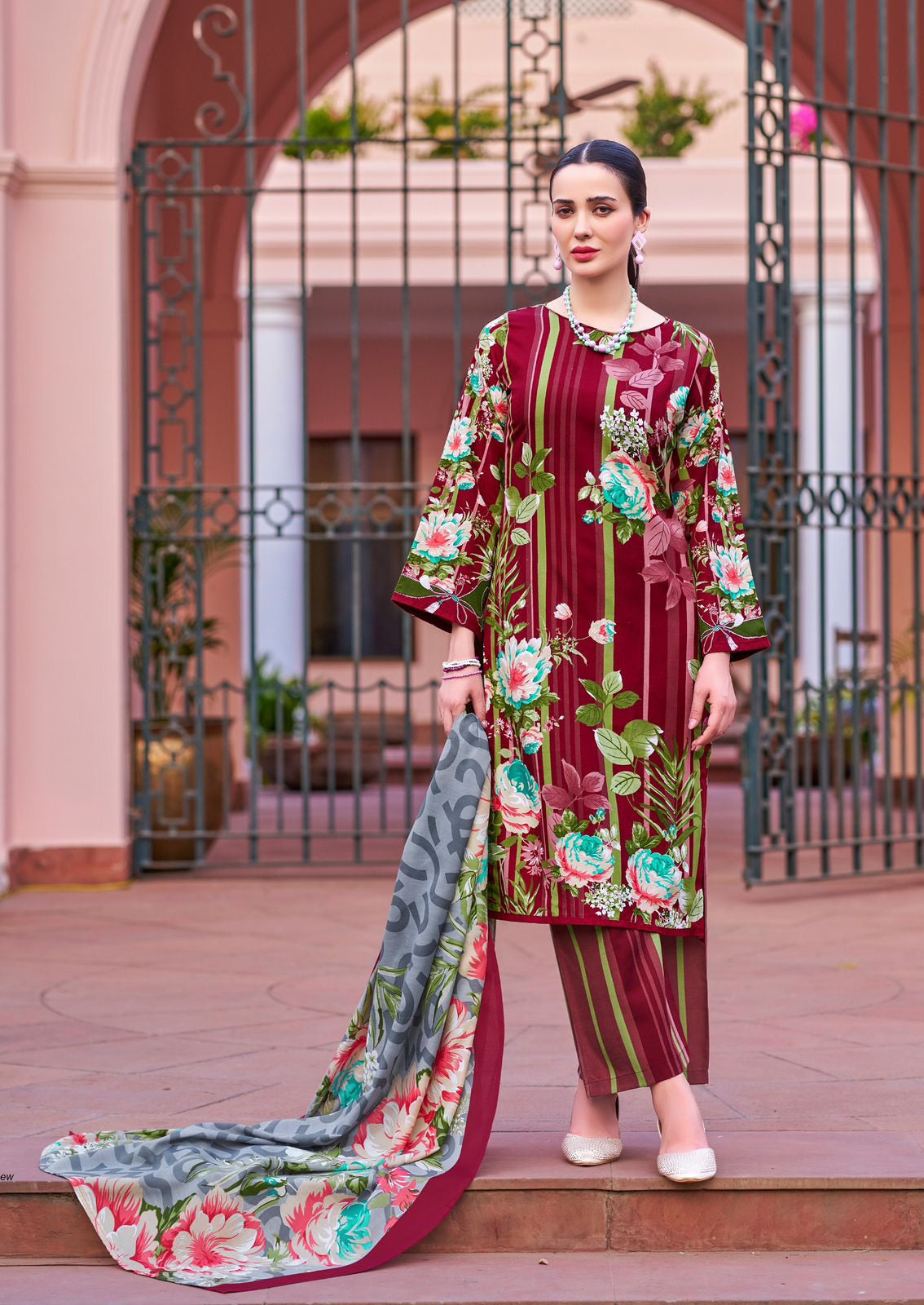 Nafisa Majestic Karachi Suits – Pure Soft Cotton Printed Dress Material with Digital Print Dupatta & Bottom