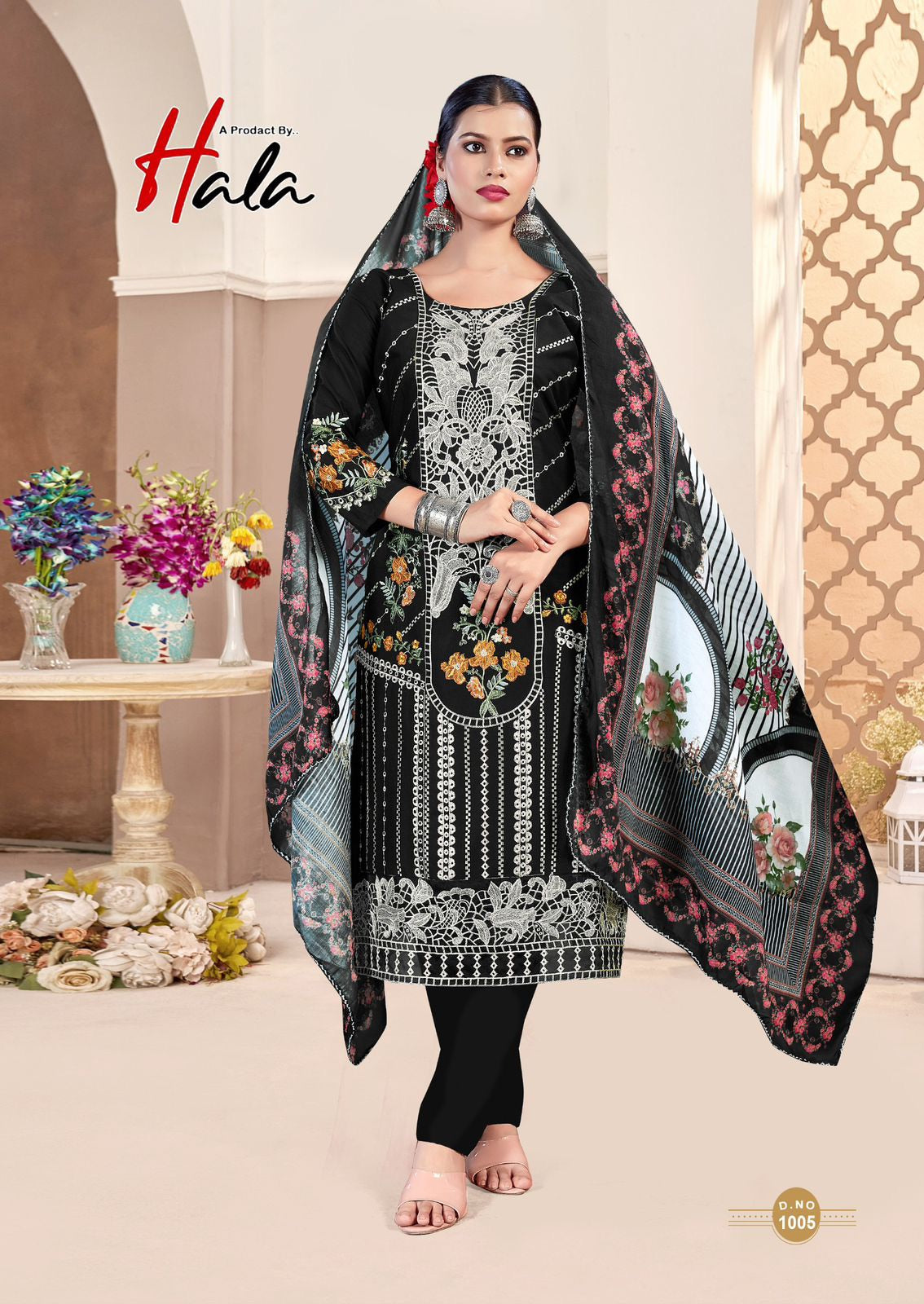 Hala Tabeer - Pure Cambric Lawn Pakistani Embroidered Dress Material with Cotton Bottom