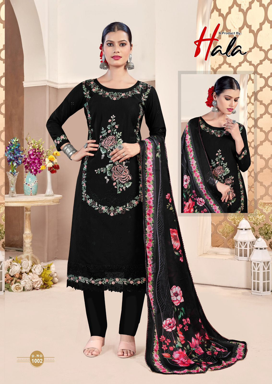 Hala Tabeer - Pure Cambric Lawn Pakistani Embroidered Dress Material with Cotton Bottom
