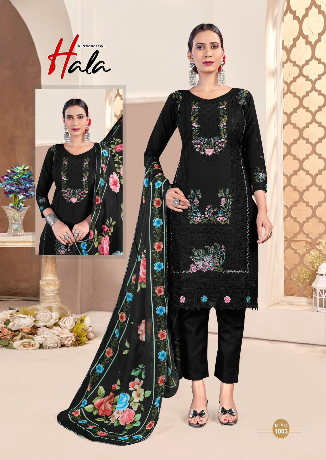 Hala Tabeer - Pure Cambric Lawn Pakistani Embroidered Dress Material with Cotton Bottom