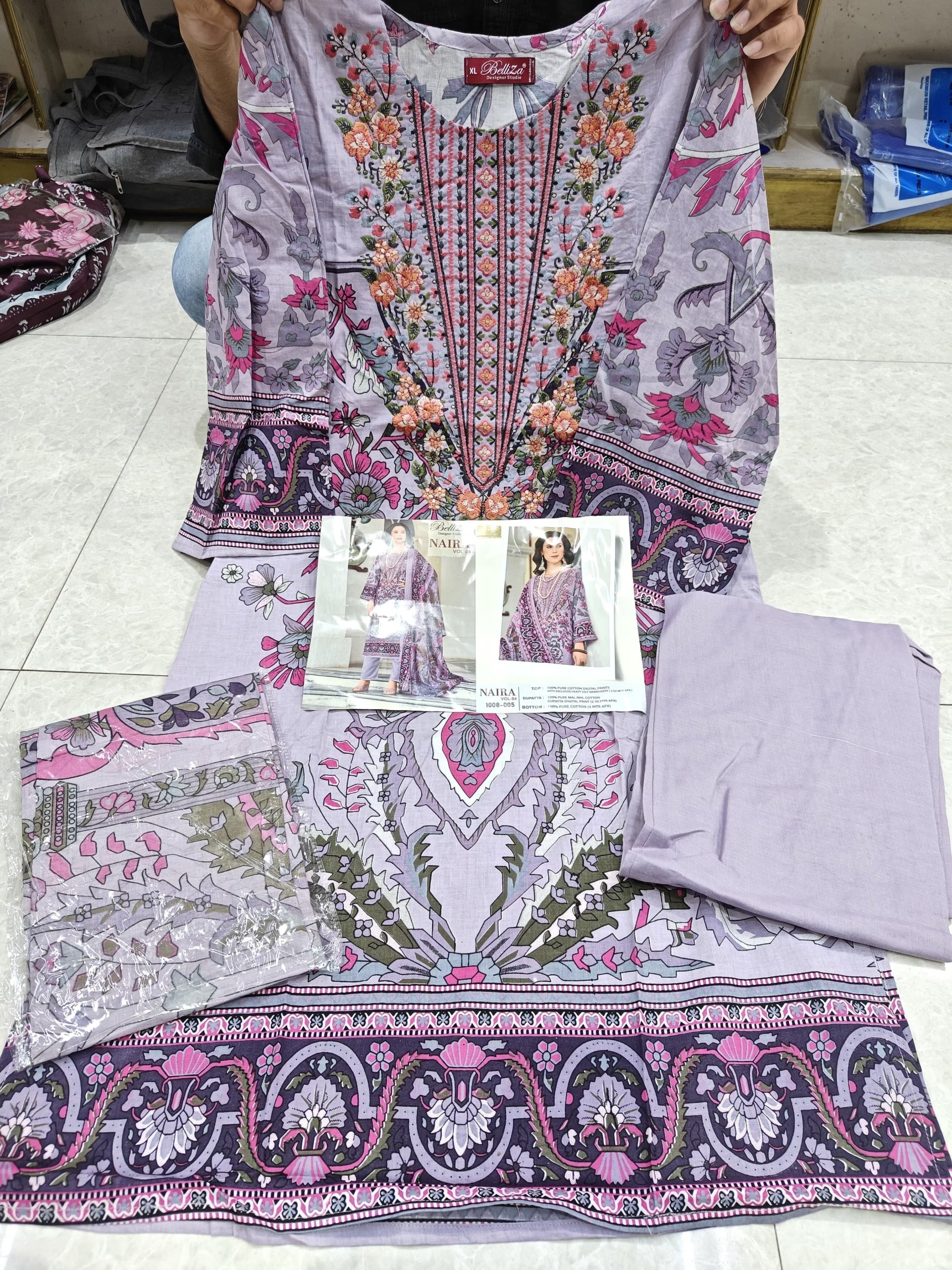 Belliza Naira Readymade Designer Suit - Heavy Lawn Stitched Salwar Kameez with Embroidery