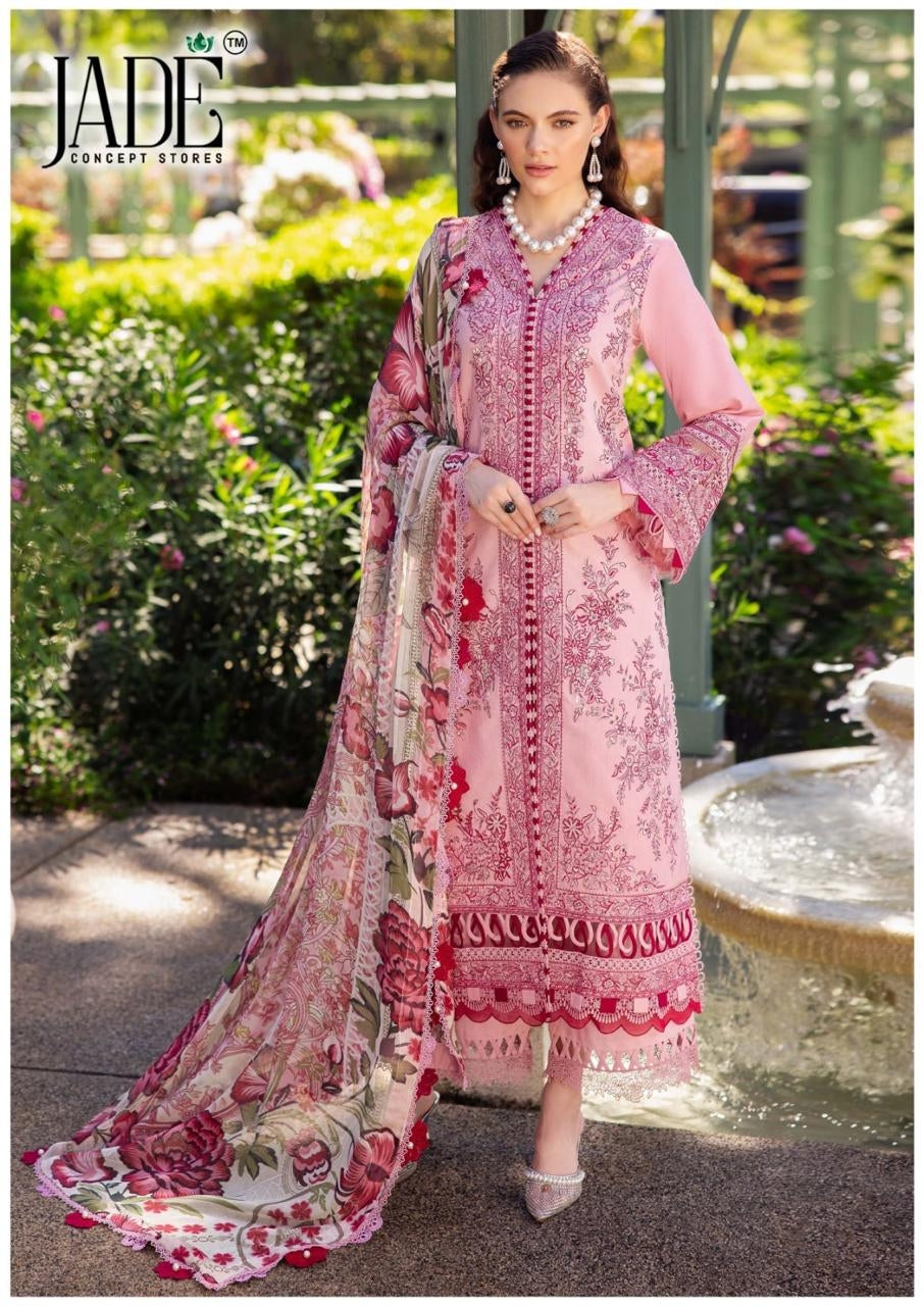Jade Crimson - Heavy Lawn Cotton Pakistani Readymade Suit Set | Printed Salwar Kameez with Dupatta