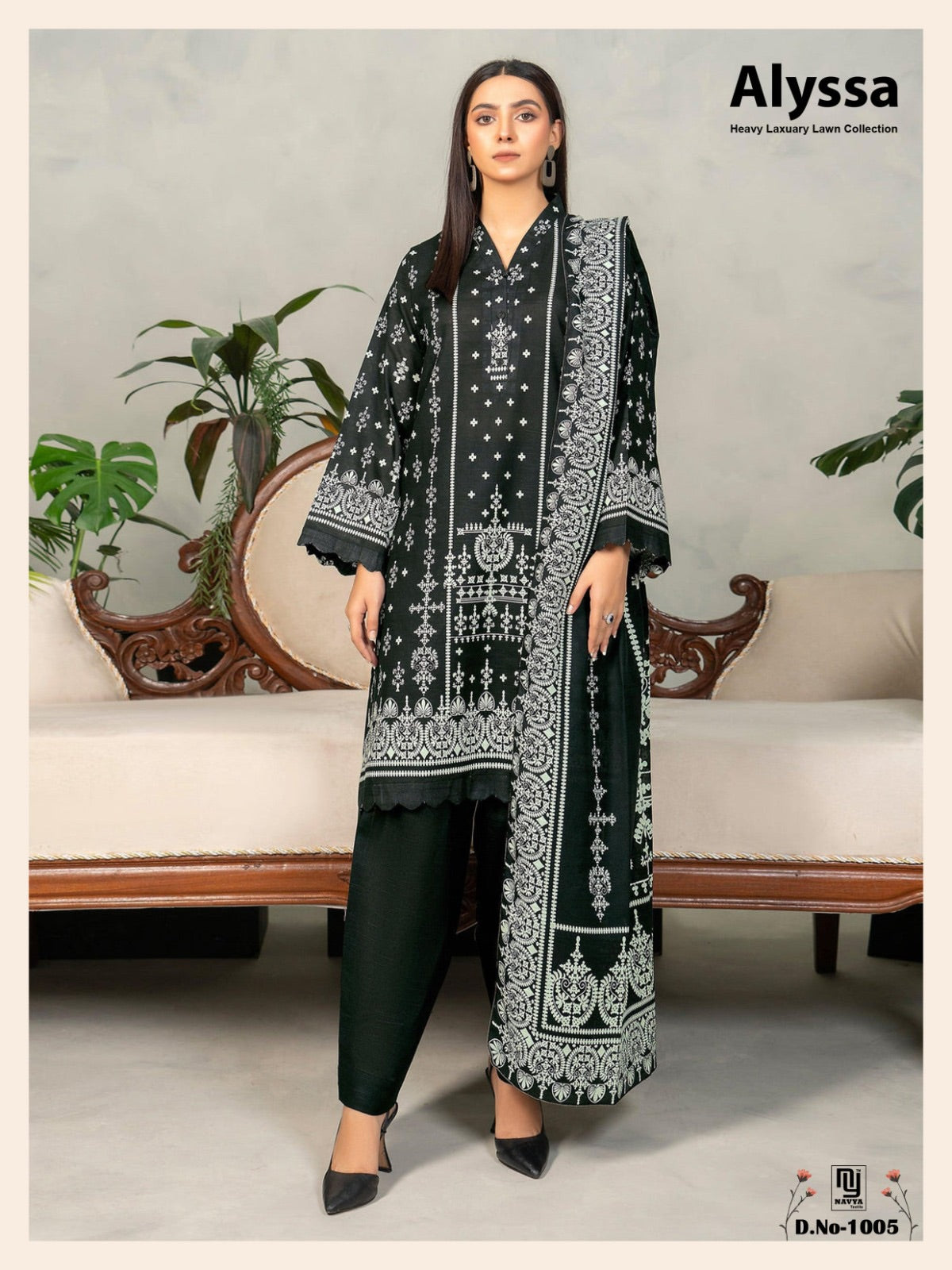 Navya Alyssa Pure Lawn Cotton Karachi Printed Dress Material - 3-Piece Unstitched Salwar Suit