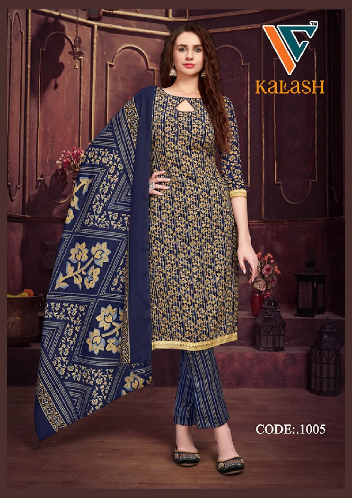 Vandana Creation - Pure Cotton Thread Work Pant Style Readymade Suits with Lace