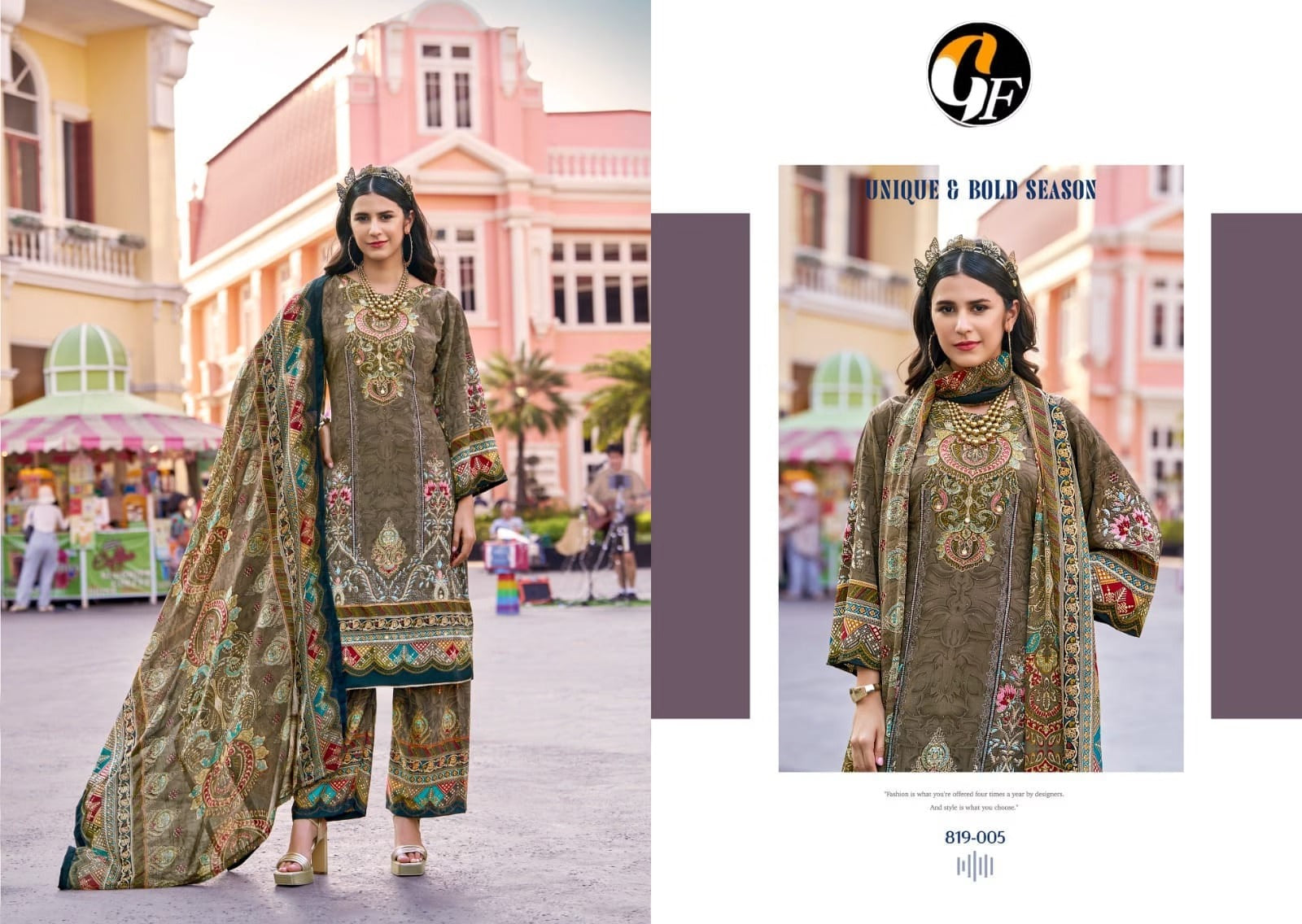 Rajwadi by GF Pakistani Plazo Suit - Pure Crepe with Heavy Handwork & Swarovski Work