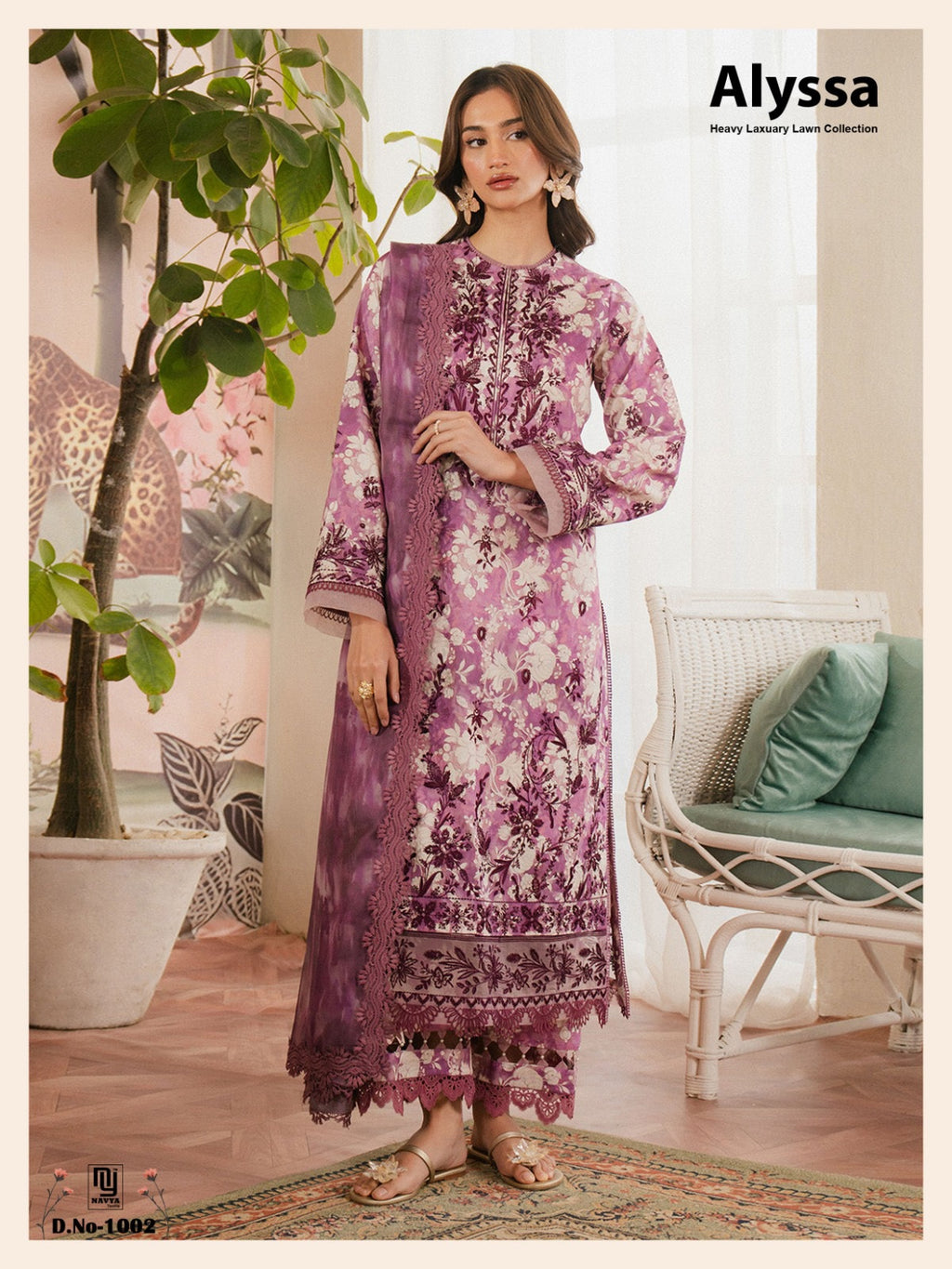 Navya Alyssa Pure Lawn Cotton Karachi Printed Dress Material - 3-Piece Unstitched Salwar Suit