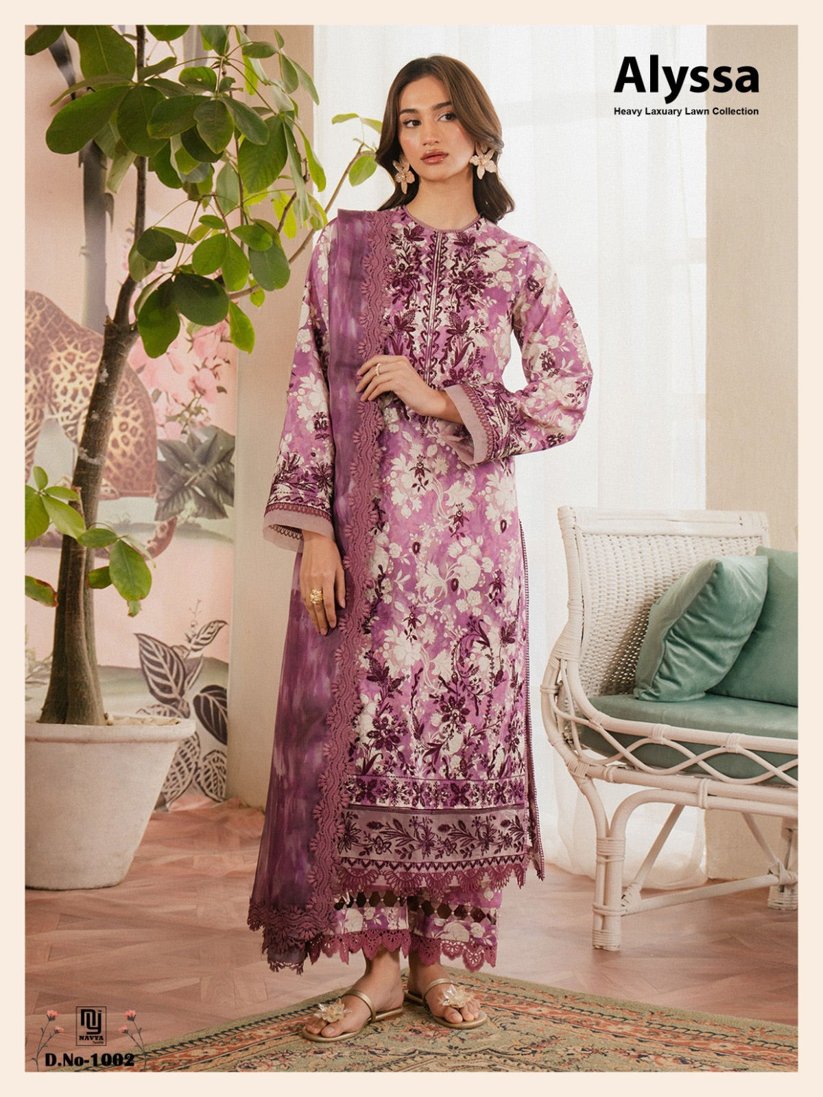 Navya Alyssa Pure Lawn Cotton Karachi Printed Dress Material - 3-Piece Unstitched Salwar Suit