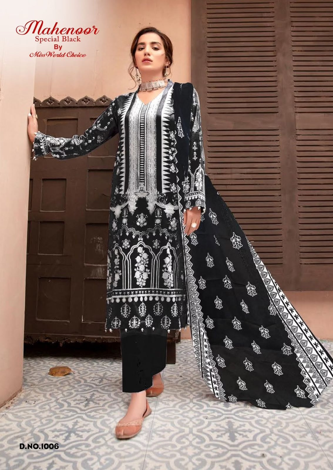 Miss World Black & White Pakistani Lawn Readymade Suit | Pure Cotton Lawn with Dupatta
