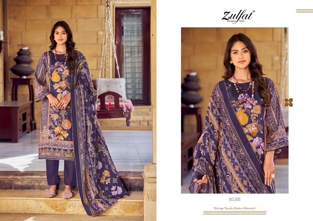 Pure Mal Mal Cotton Dupatta - Jam Cotton Suit with Heavy Mirror & Aari Handwork