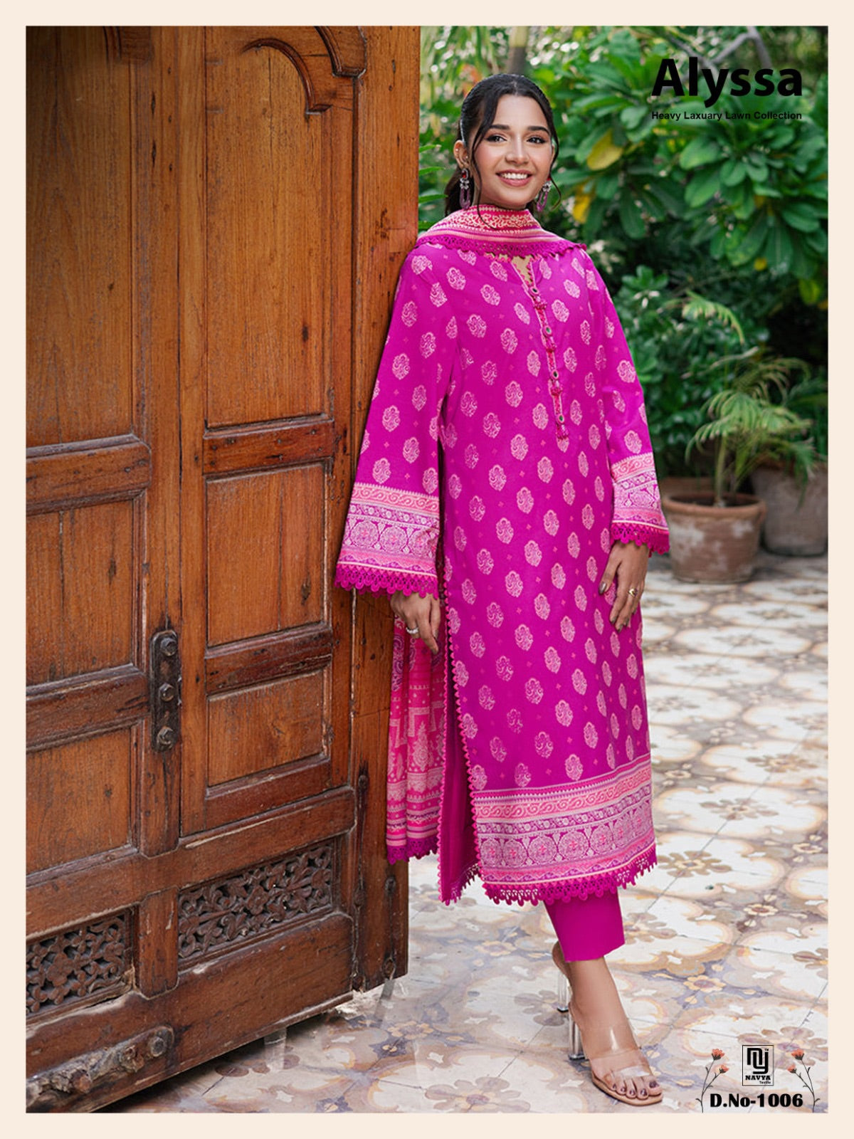 Navya Alyssa Pure Lawn Cotton Karachi Printed Dress Material - 3-Piece Unstitched Salwar Suit