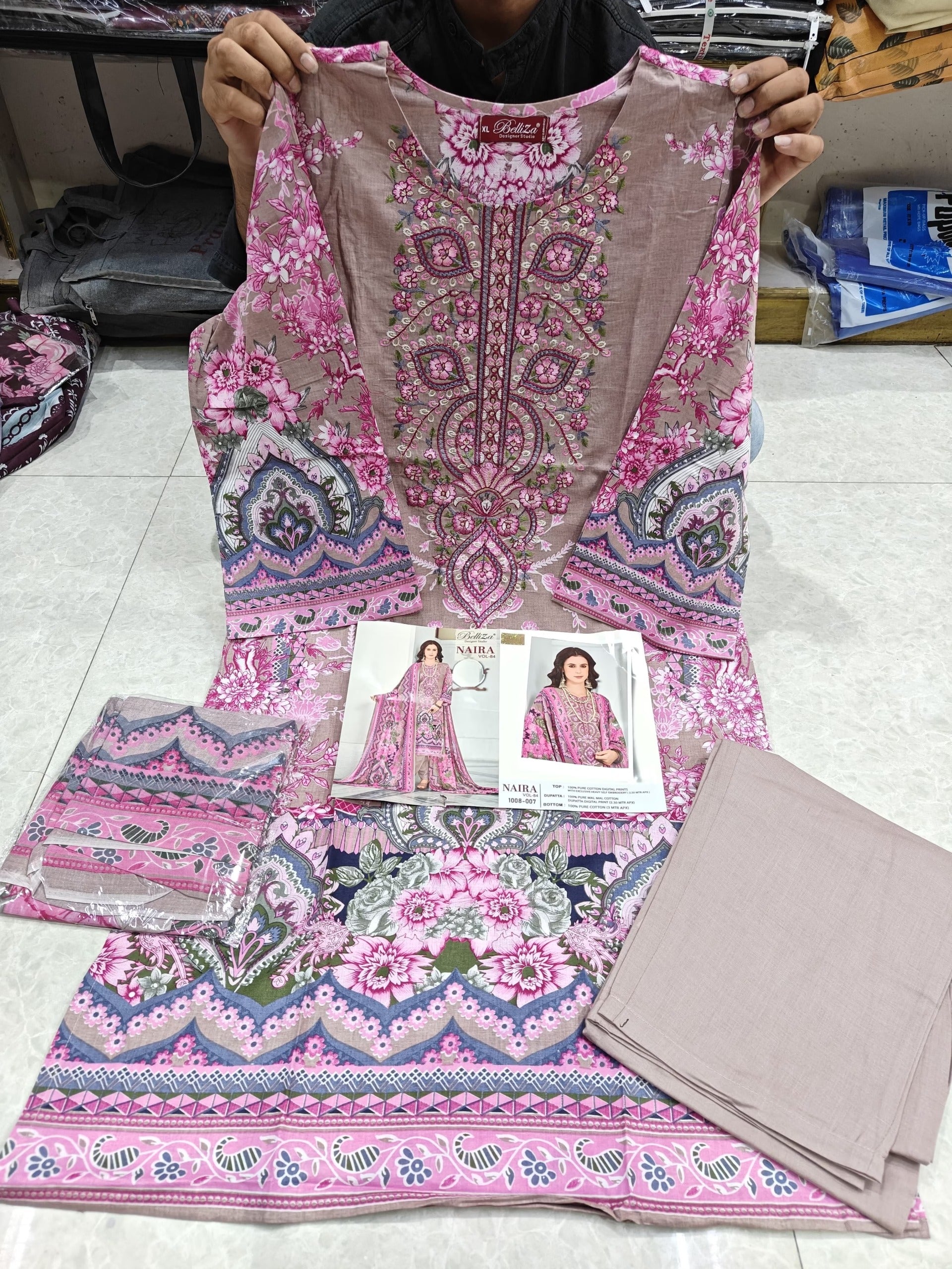 Belliza Naira Readymade Designer Suit - Heavy Lawn Stitched Salwar Kameez with Embroidery