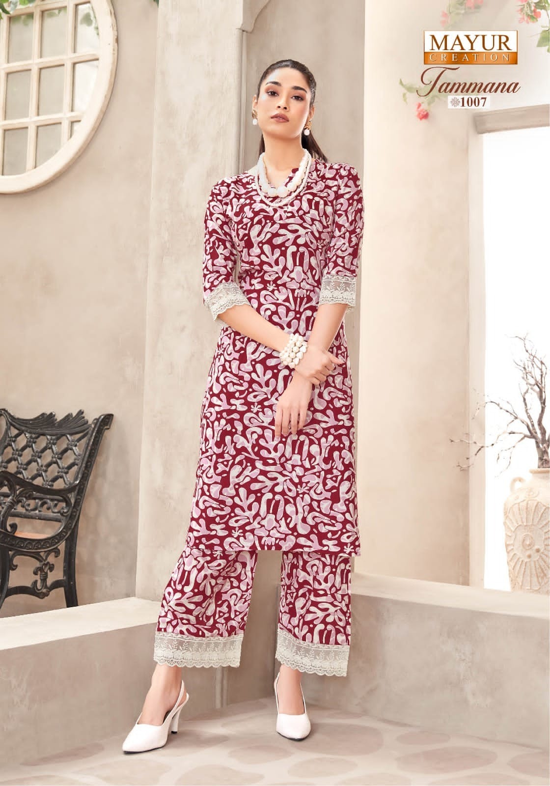 Mayur Tammana - Women’s Casual Wear Rayon Printed Co-ord Sets with Embroidery Lace & Side Pocket