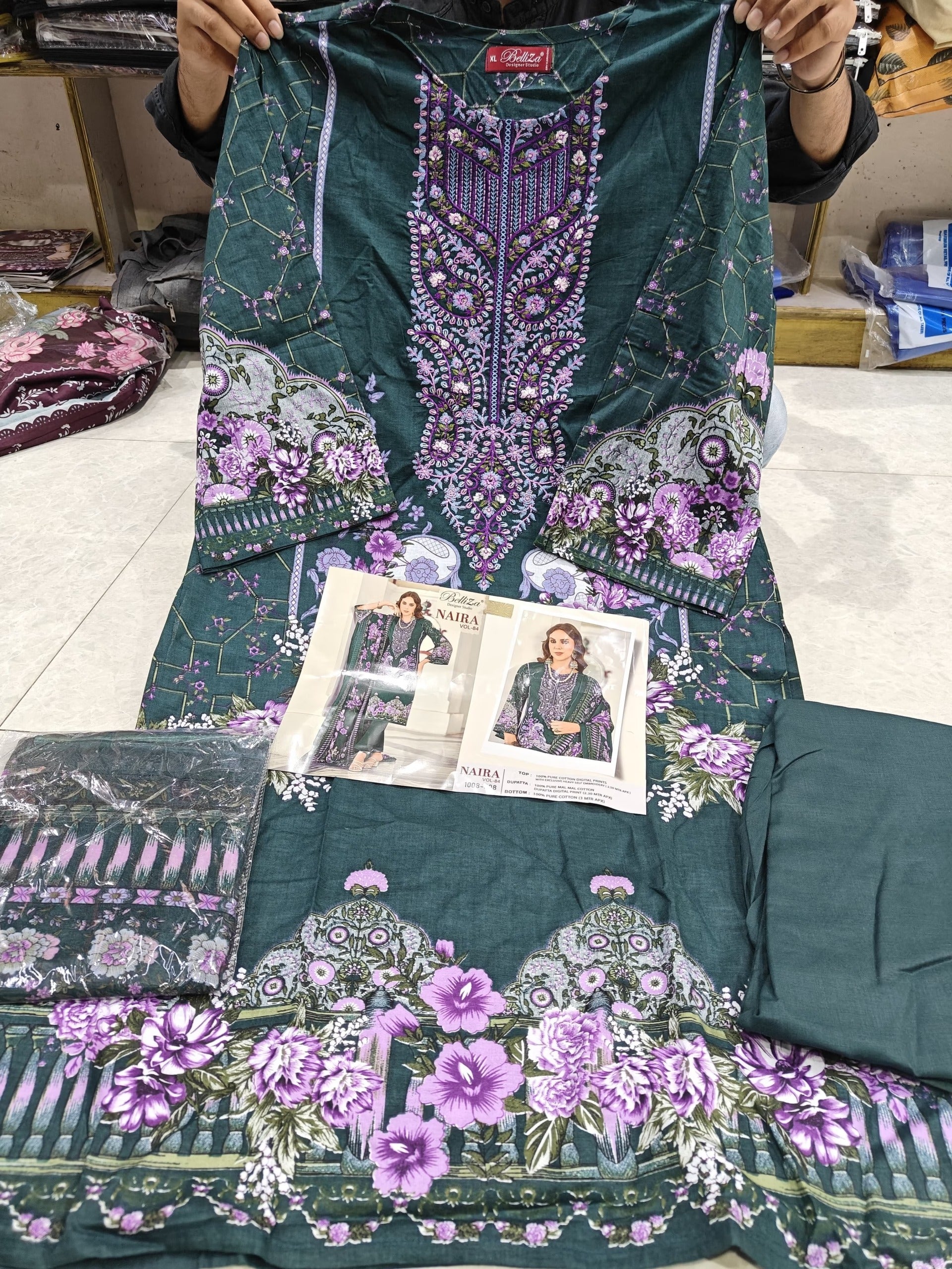 Belliza Naira Readymade Designer Suit - Heavy Lawn Stitched Salwar Kameez with Embroidery